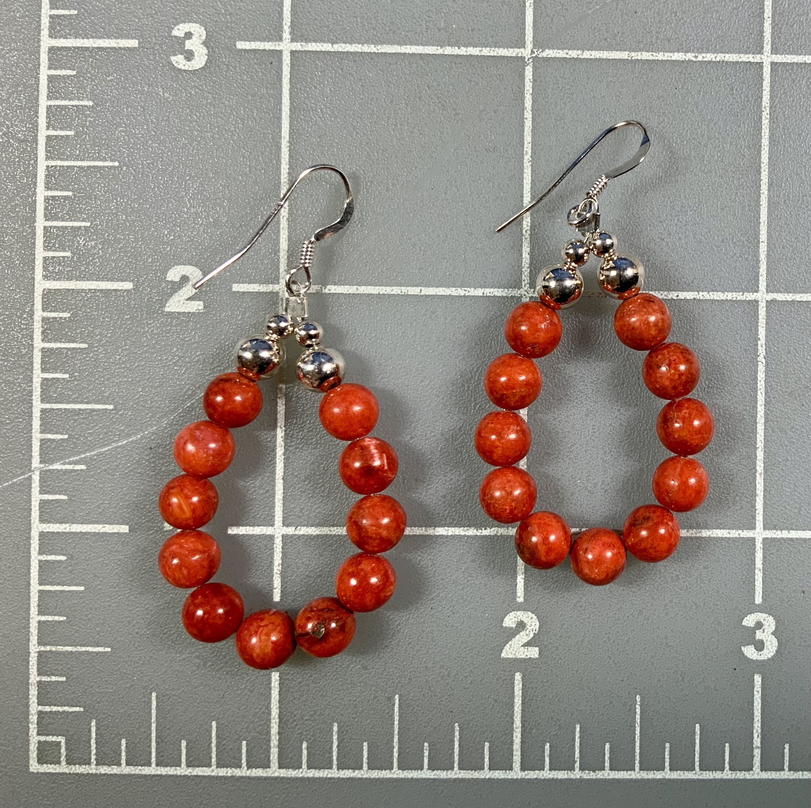 Apple Coral Sterling Silver Hook Earrings Navajo