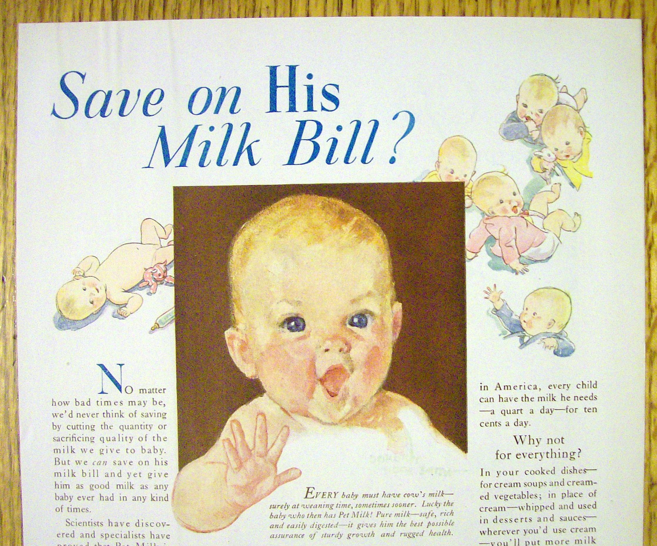 1931 Pet Evaporated Milk with Baby Smiling