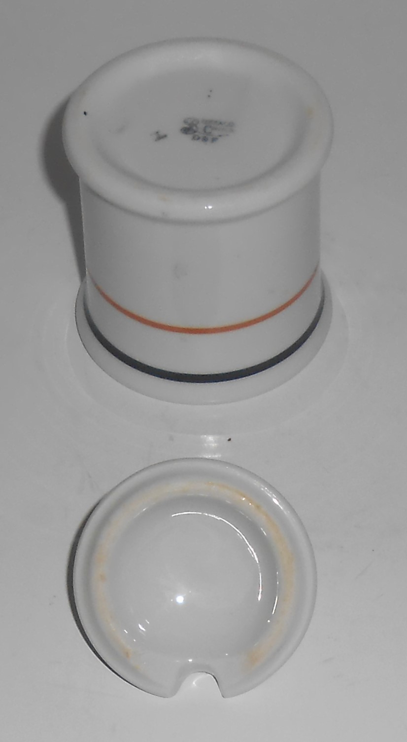 Buffalo Restaurant China Black Tan Band Mustard Jar