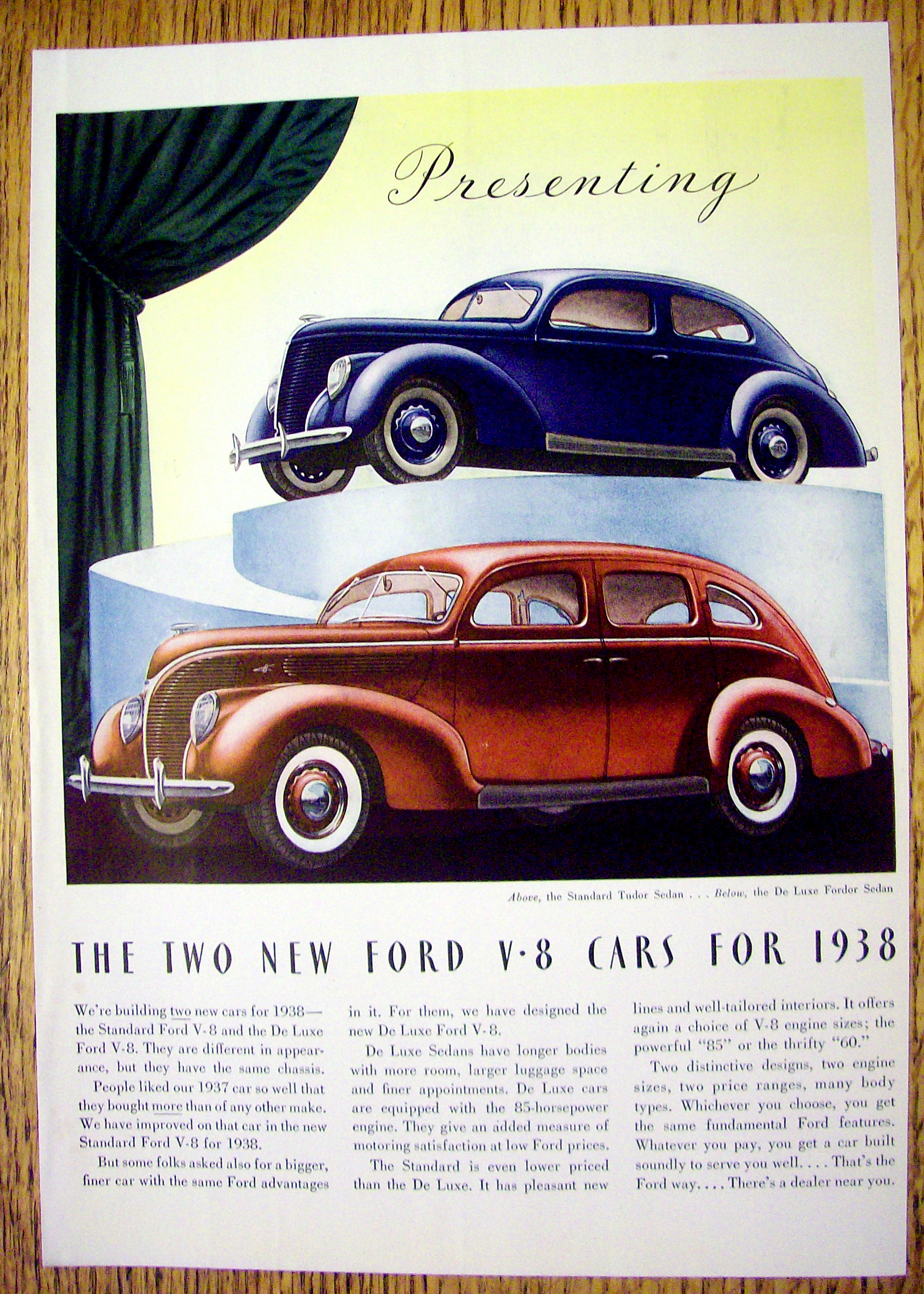 1938 Ford V-8 with the Tudor & Fordor Sedans