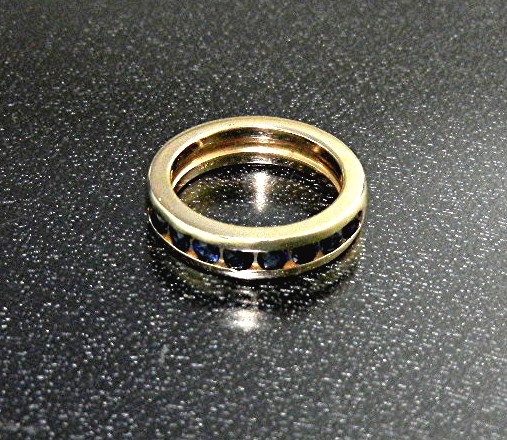 14K Gold and Sapphire Channel Set Band Ring