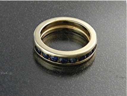14K Gold and Sapphire Channel Set Band Ring