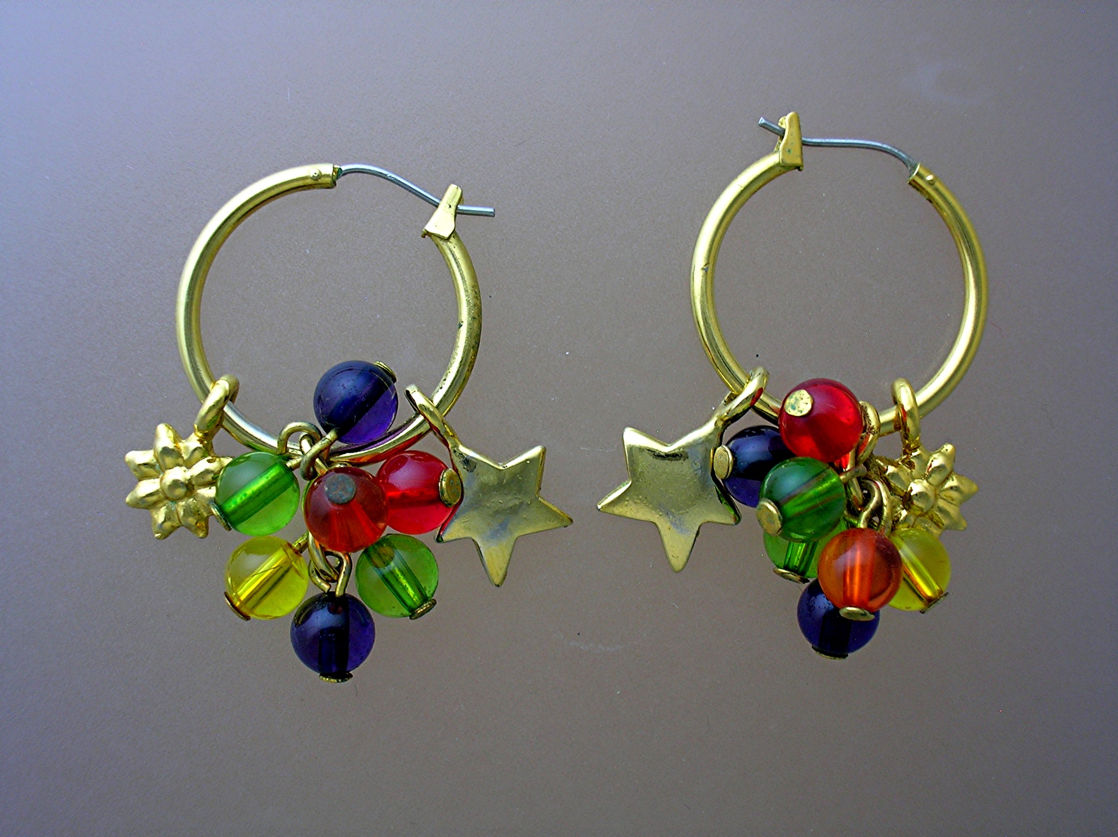 Multi Colored Glass Bead Pierced Earrings