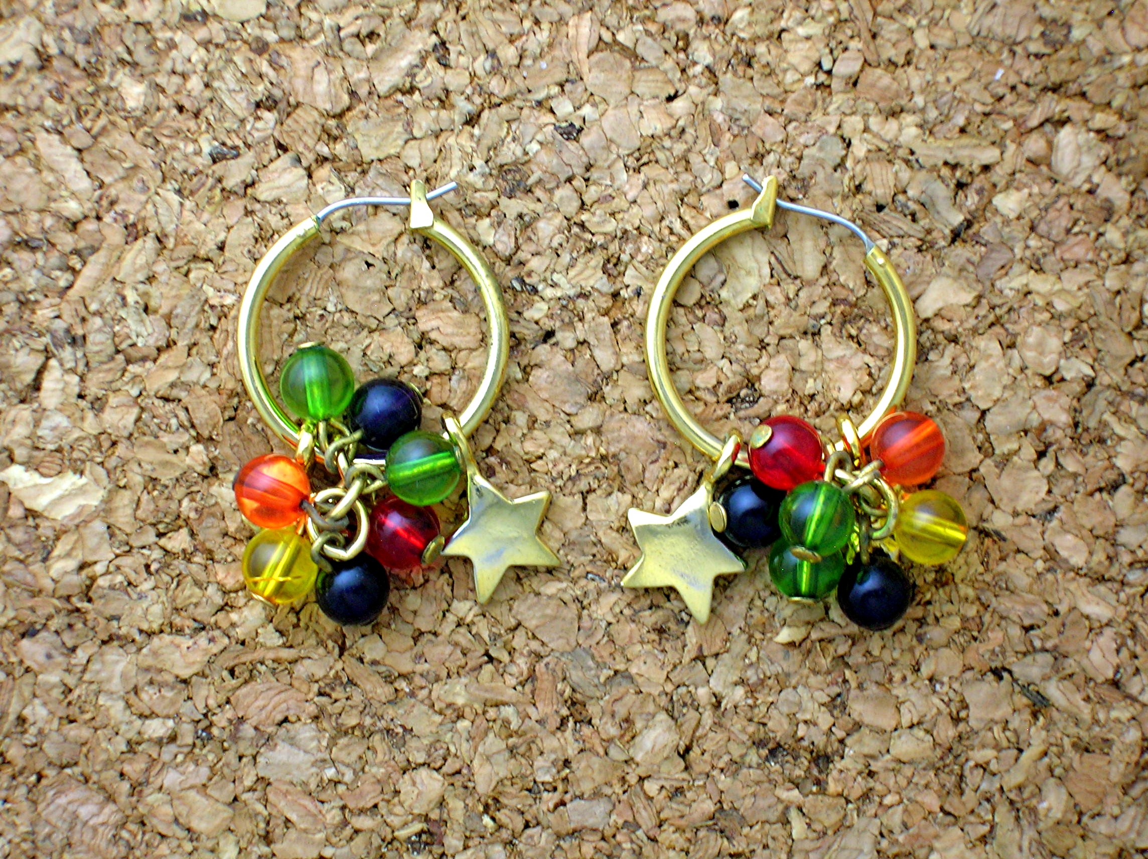 Multi Colored Glass Bead Pierced Earrings
