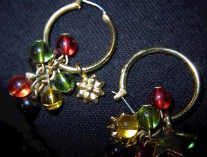 Multi Colored Glass Bead Pierced Earrings