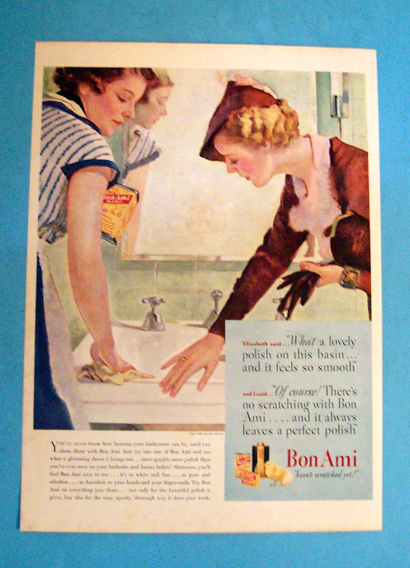 1935 Bon Ami w/1 Woman Cleaning While Woman Watches