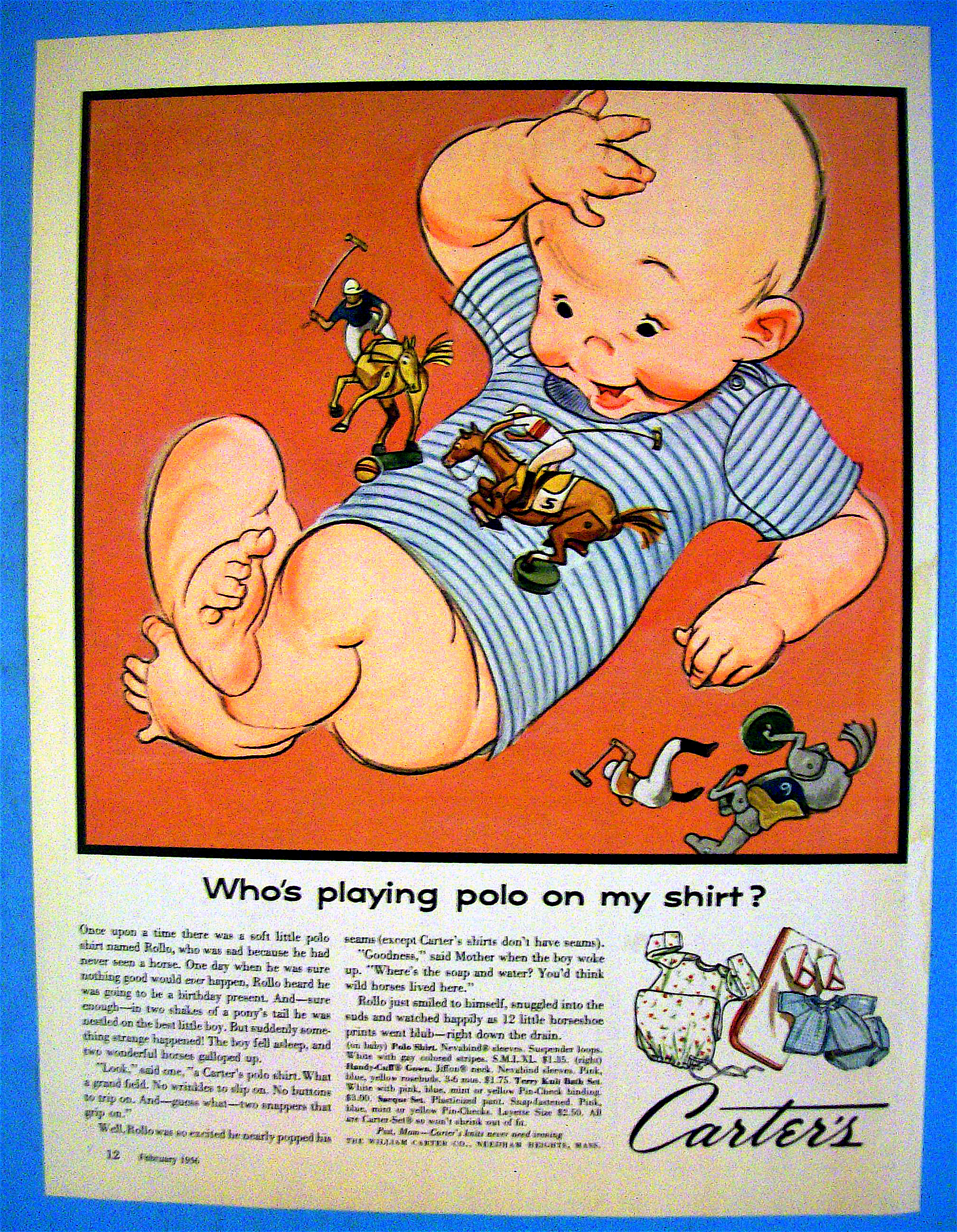 1956 Carter Polo Shirts With Baby & Polo Figures