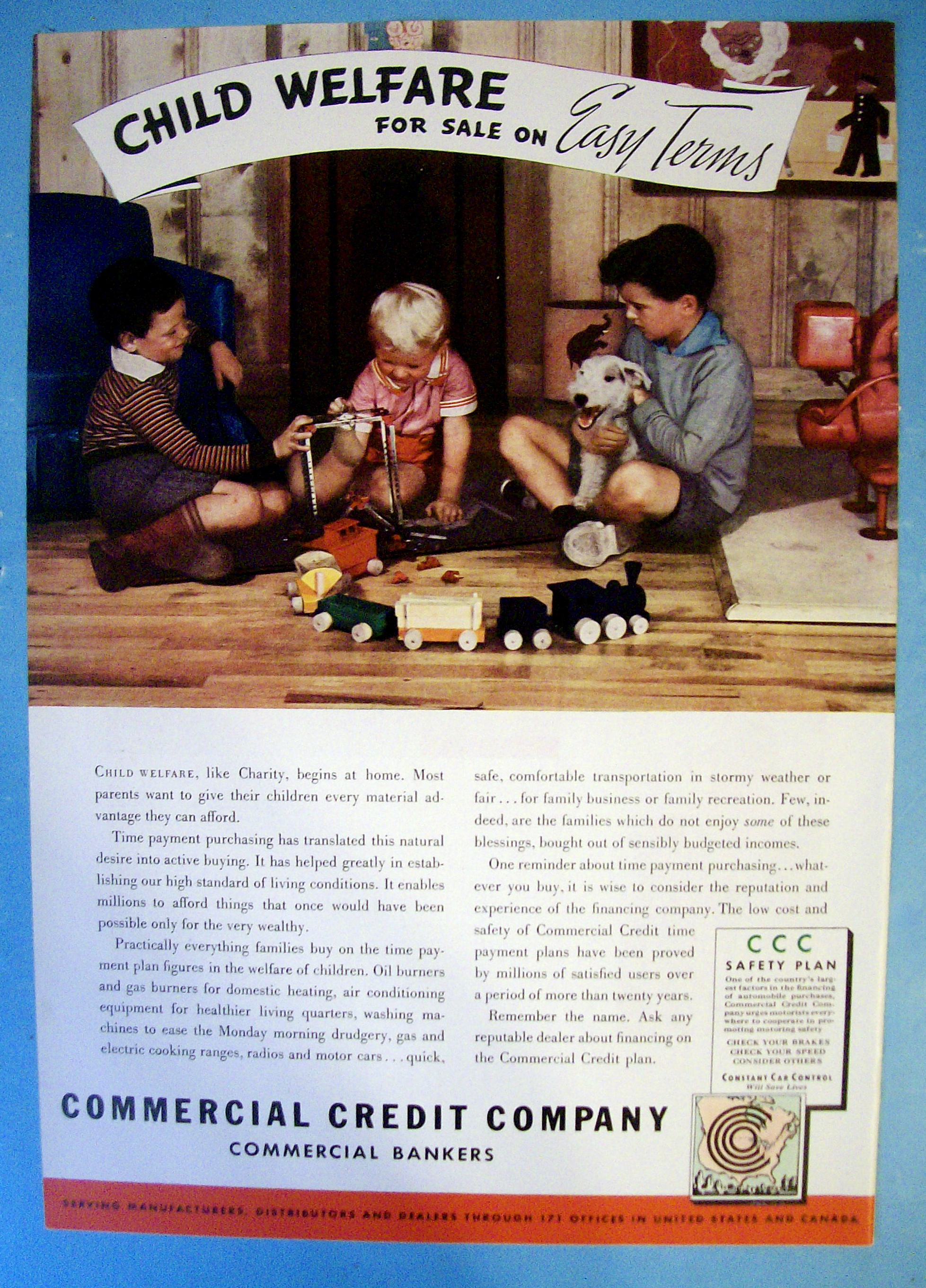 1936 Commercial Credit with Children Playing