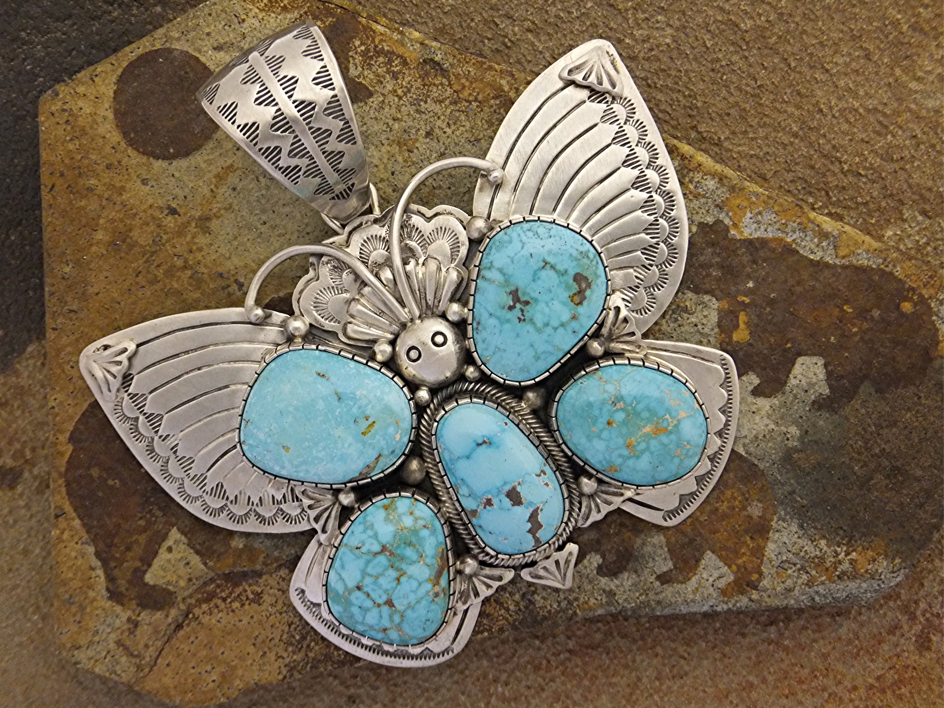 Navajo Carico Lake D Livingston Turquoise Butterfly Pen