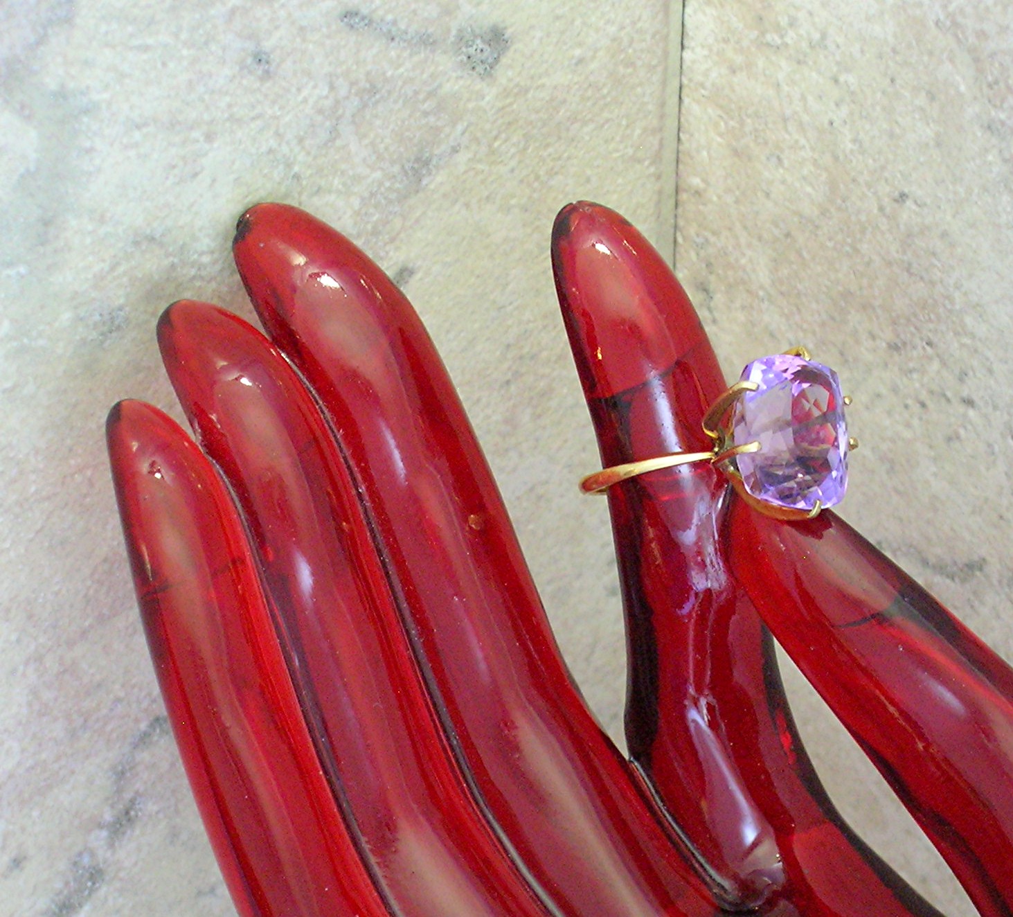 Ring  18K Gold and Claw set Natural Amethyst