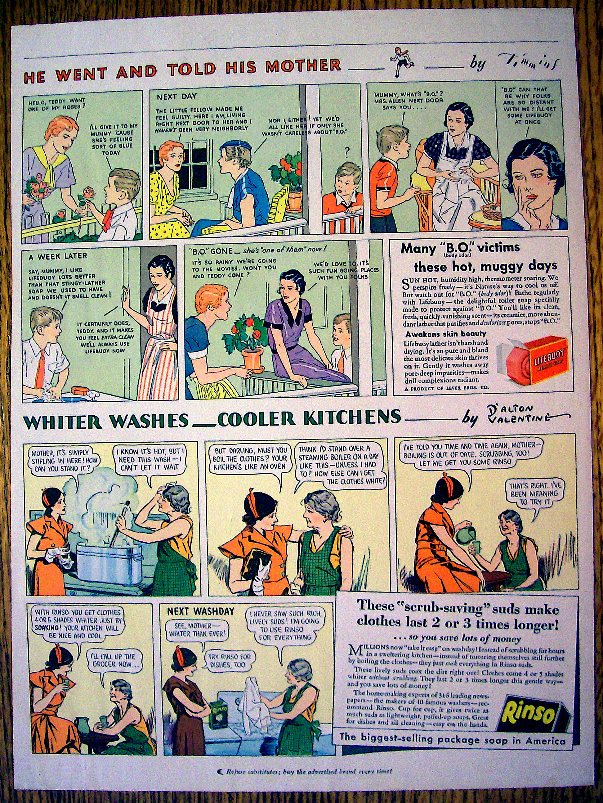 1934 Lifebuoy & Rinso Soap with Whiter Washes
