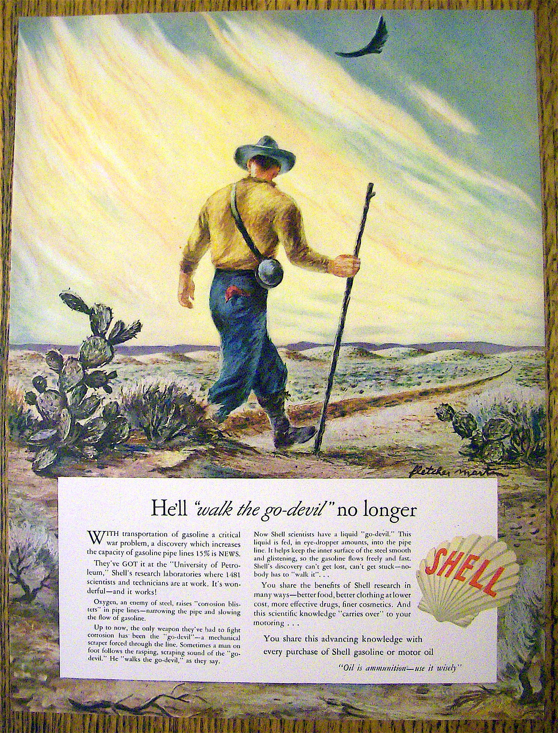 1942 Shell Gasoline w/Man Walking by Fletcher Martin