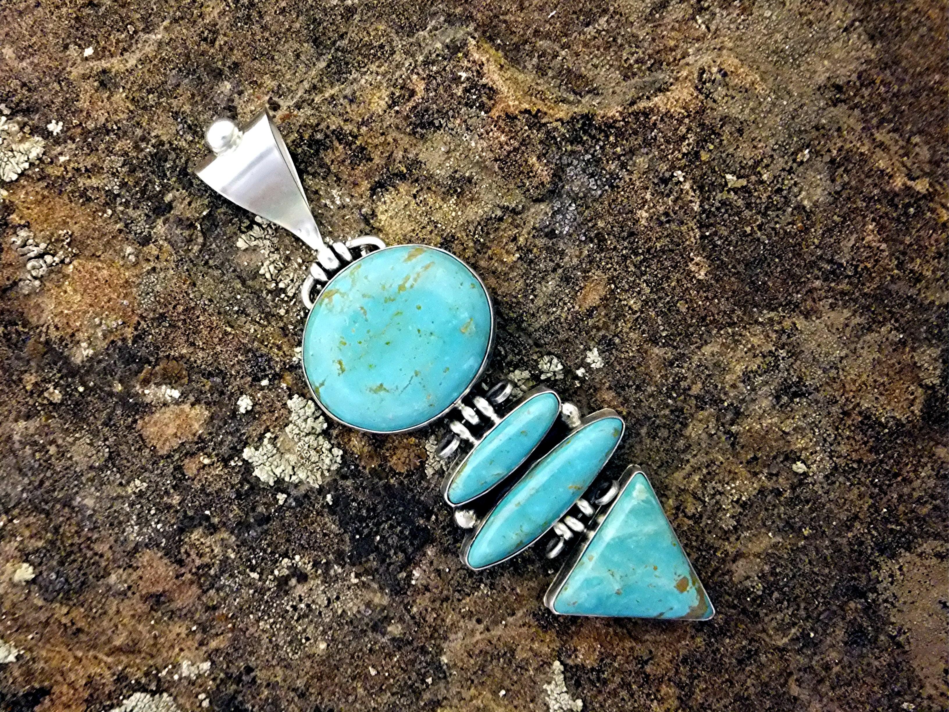 David Troutman Sterling Silver Turquoise Pendant
