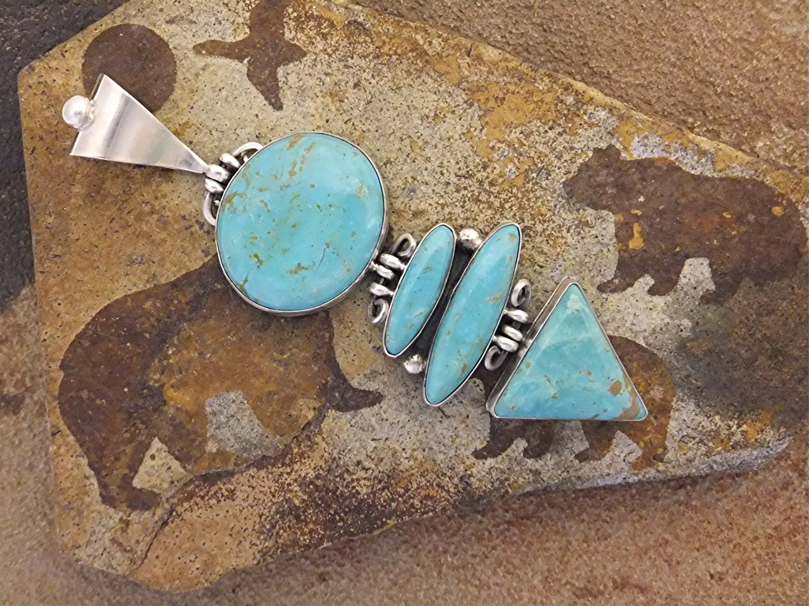 David Troutman Sterling Silver Turquoise Pendant
