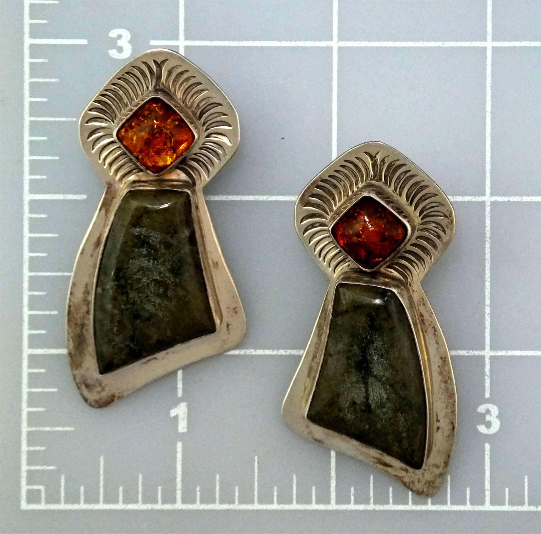 David Troutman Agate & Amber Sterling Silver Earrings