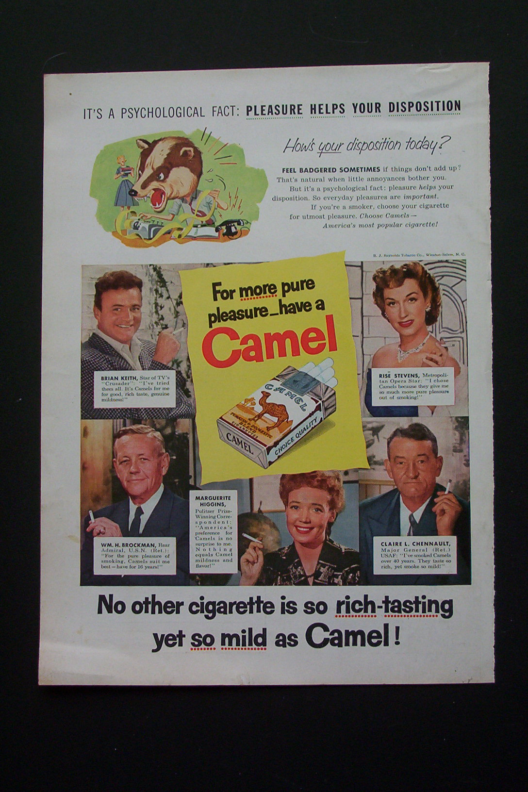 1956 Camel Cigarette w/Brian Keith, Rise Stevens & More