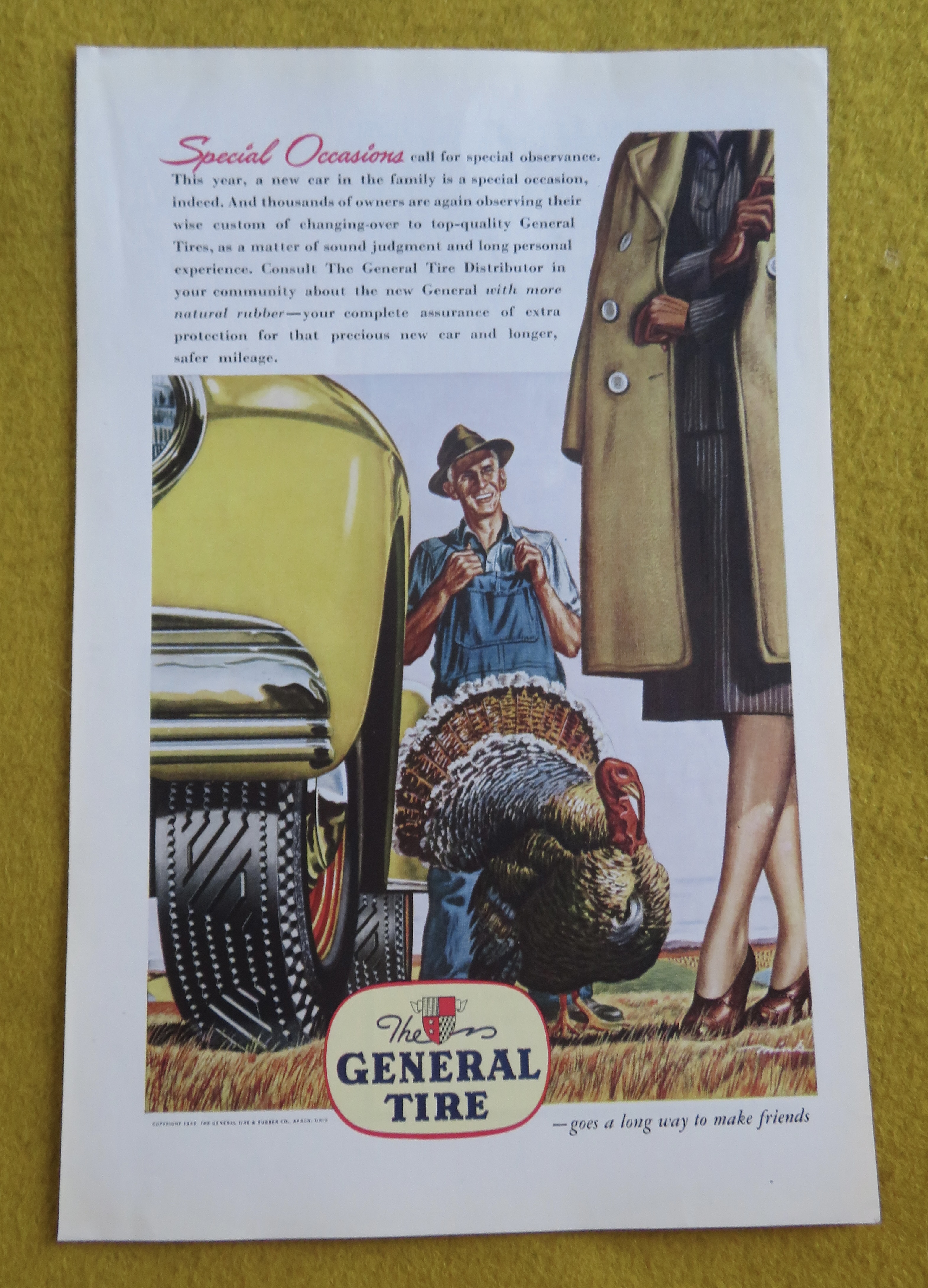 1946 General Tire with Man Standing With Turkey