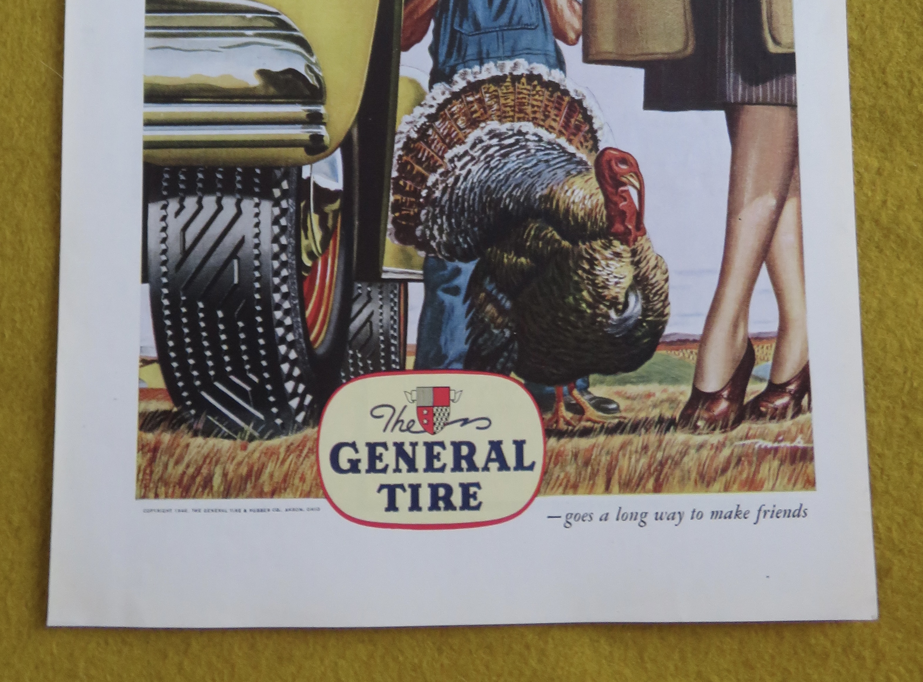 1946 General Tire with Man Standing With Turkey