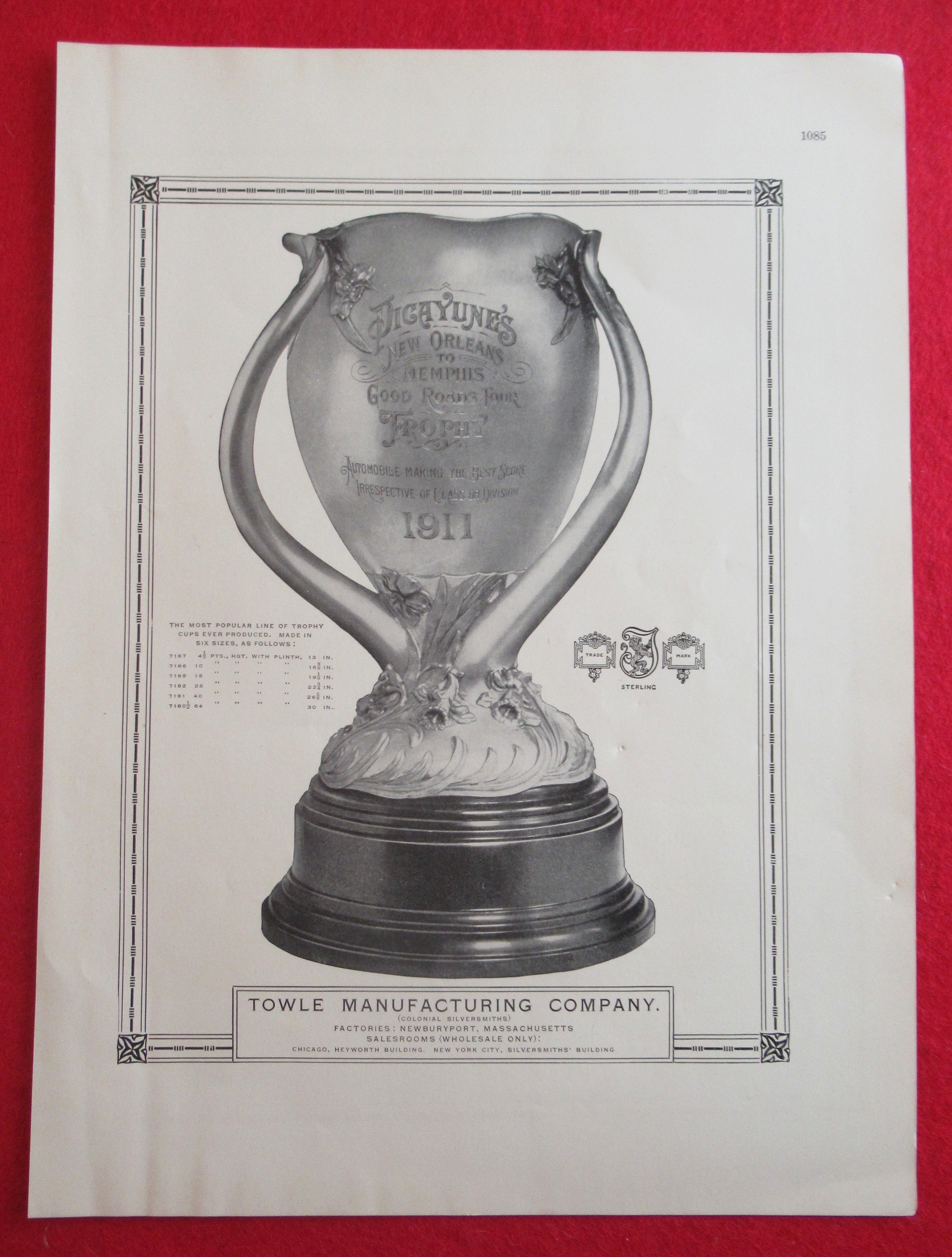 1913 Towle Manufacturing Co with Trophy