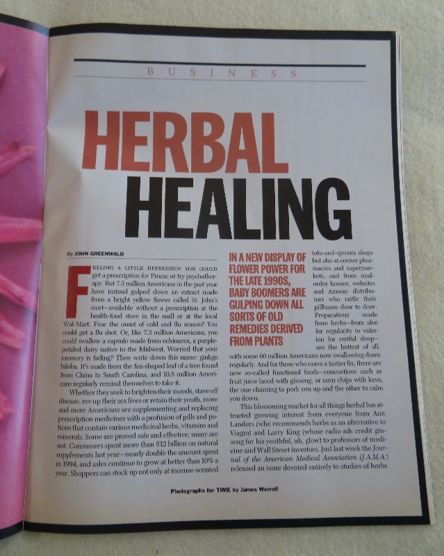 Time Magazine November 23, 1998 The Herbal Medicine Boom