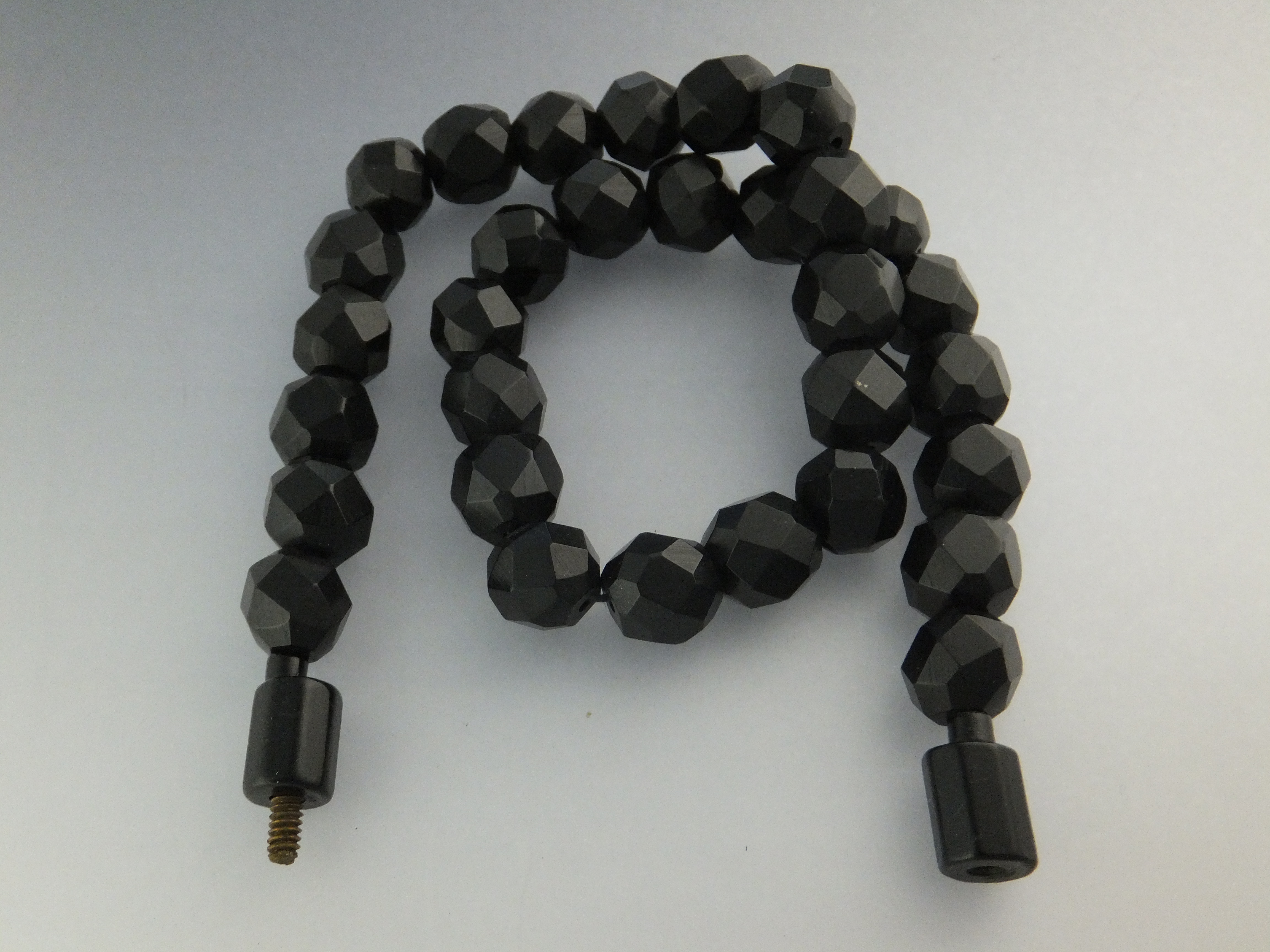 Bakelite Lucite Black Faceted Graduated Necklace