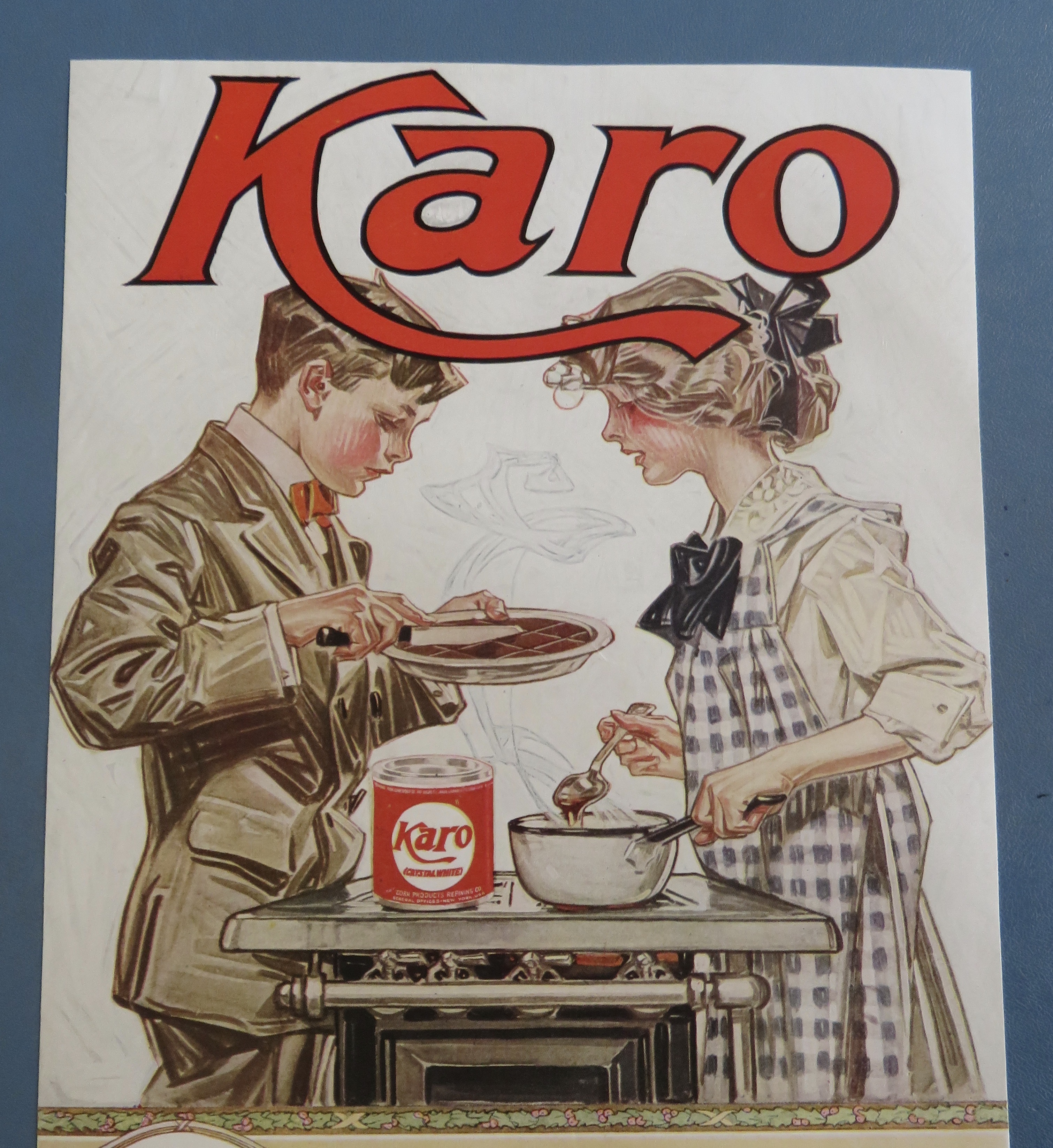 1910's Karo Syrup w/ Boy & Girl Making Christmas Candy