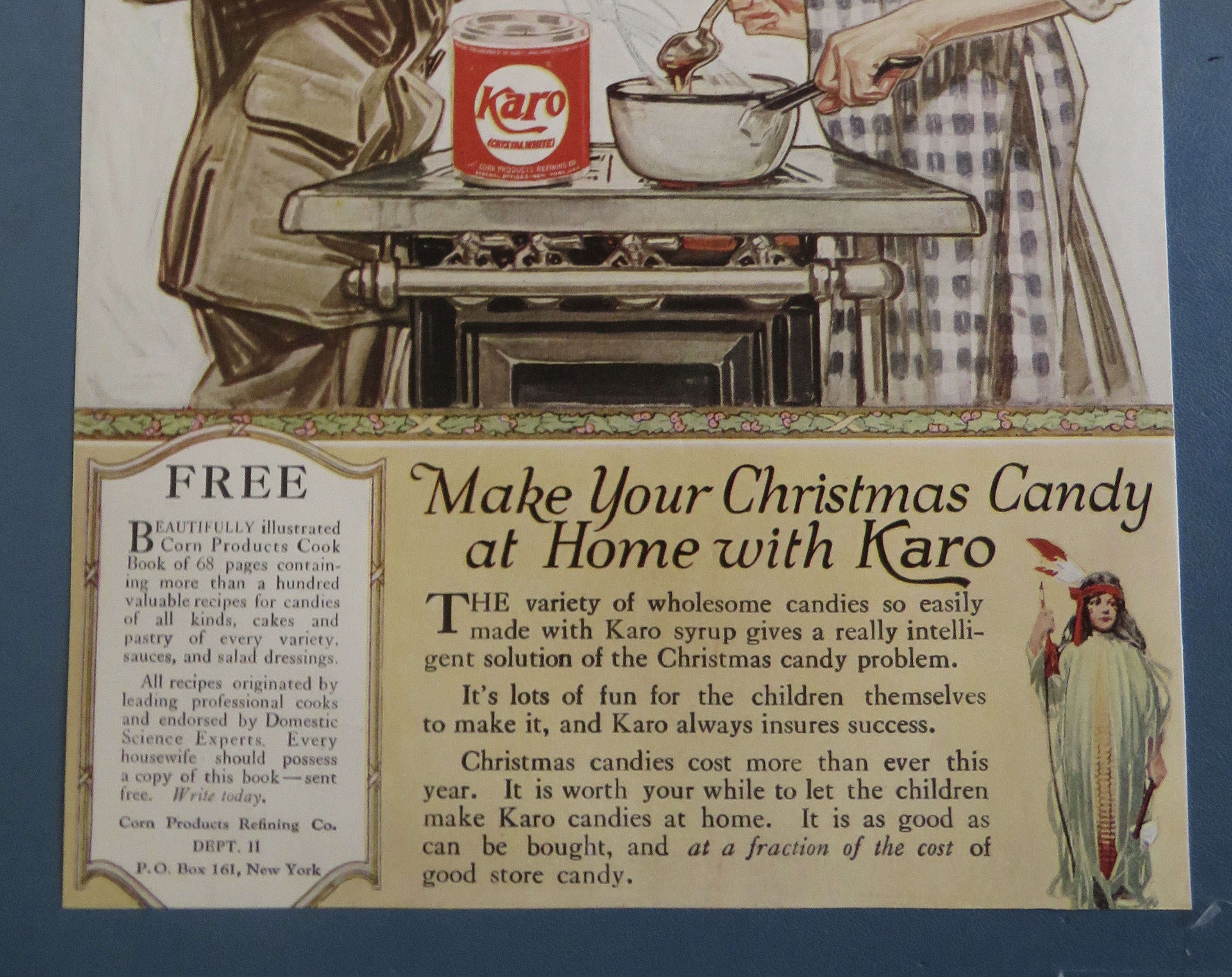 1910's Karo Syrup w/ Boy & Girl Making Christmas Candy