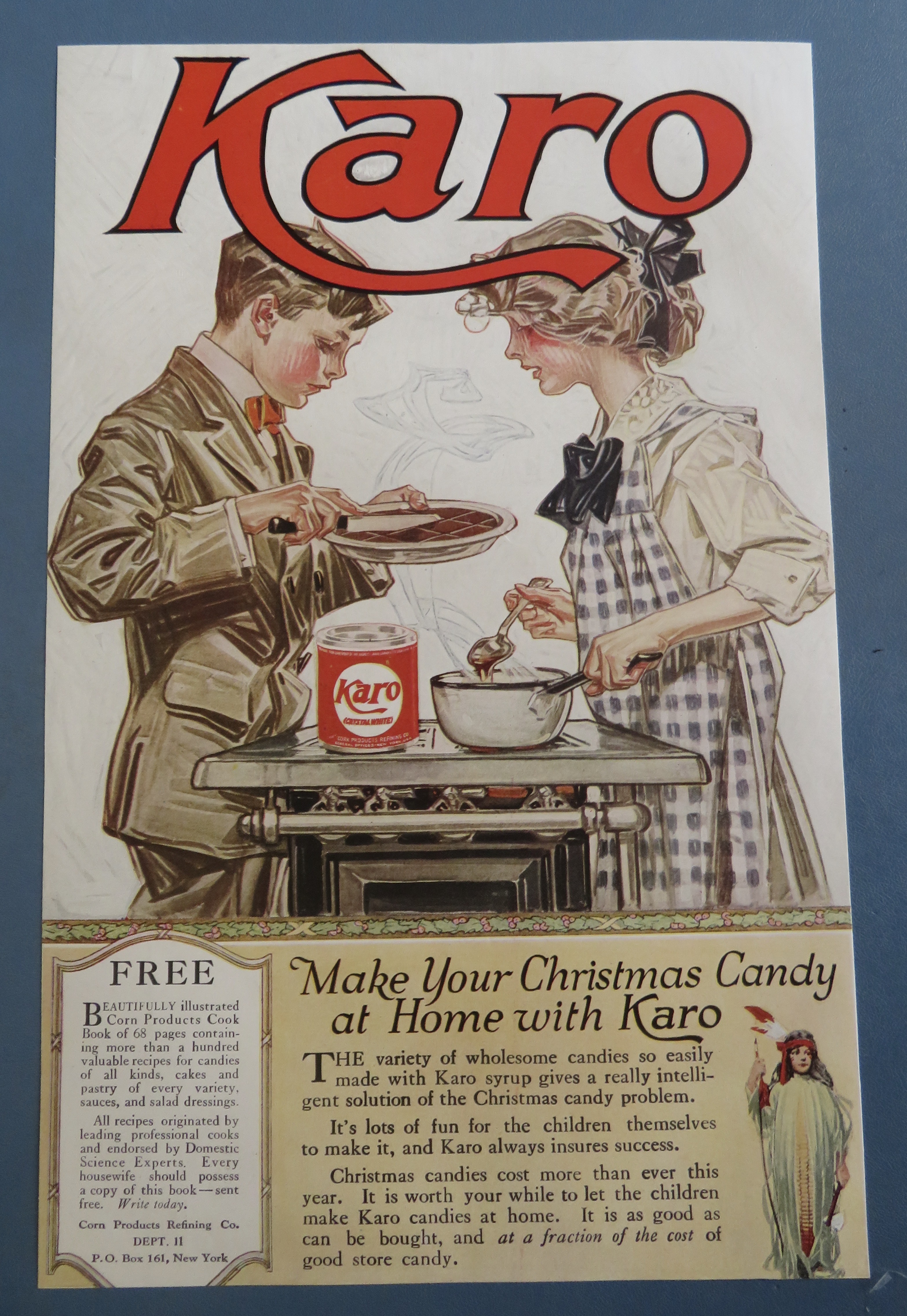1910's Karo Syrup w/ Boy & Girl Making Christmas Candy