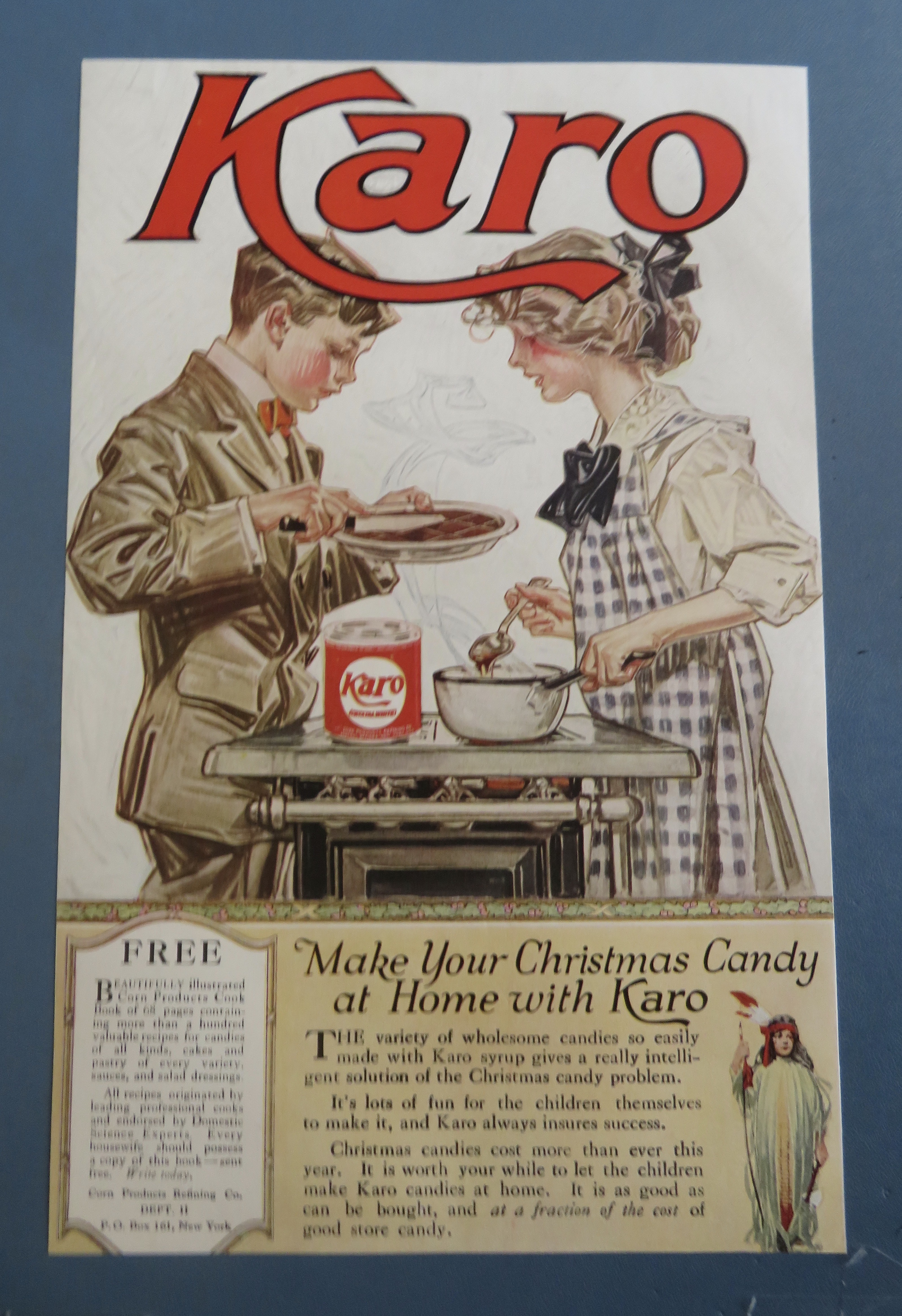 1910's Karo Syrup w/ Boy & Girl Making Christmas Candy