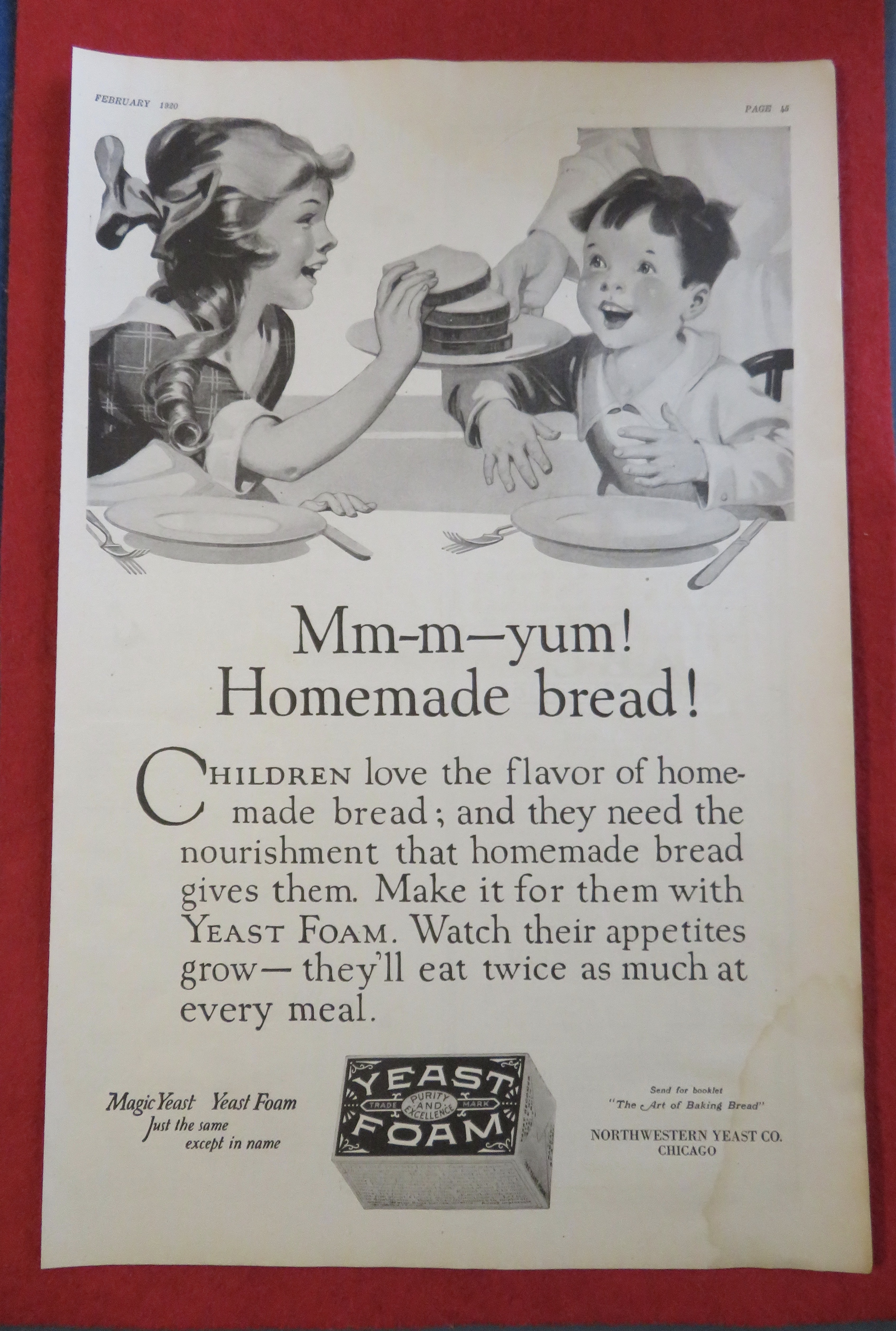 1920 Yeast Foam with Children Enjoying Bread