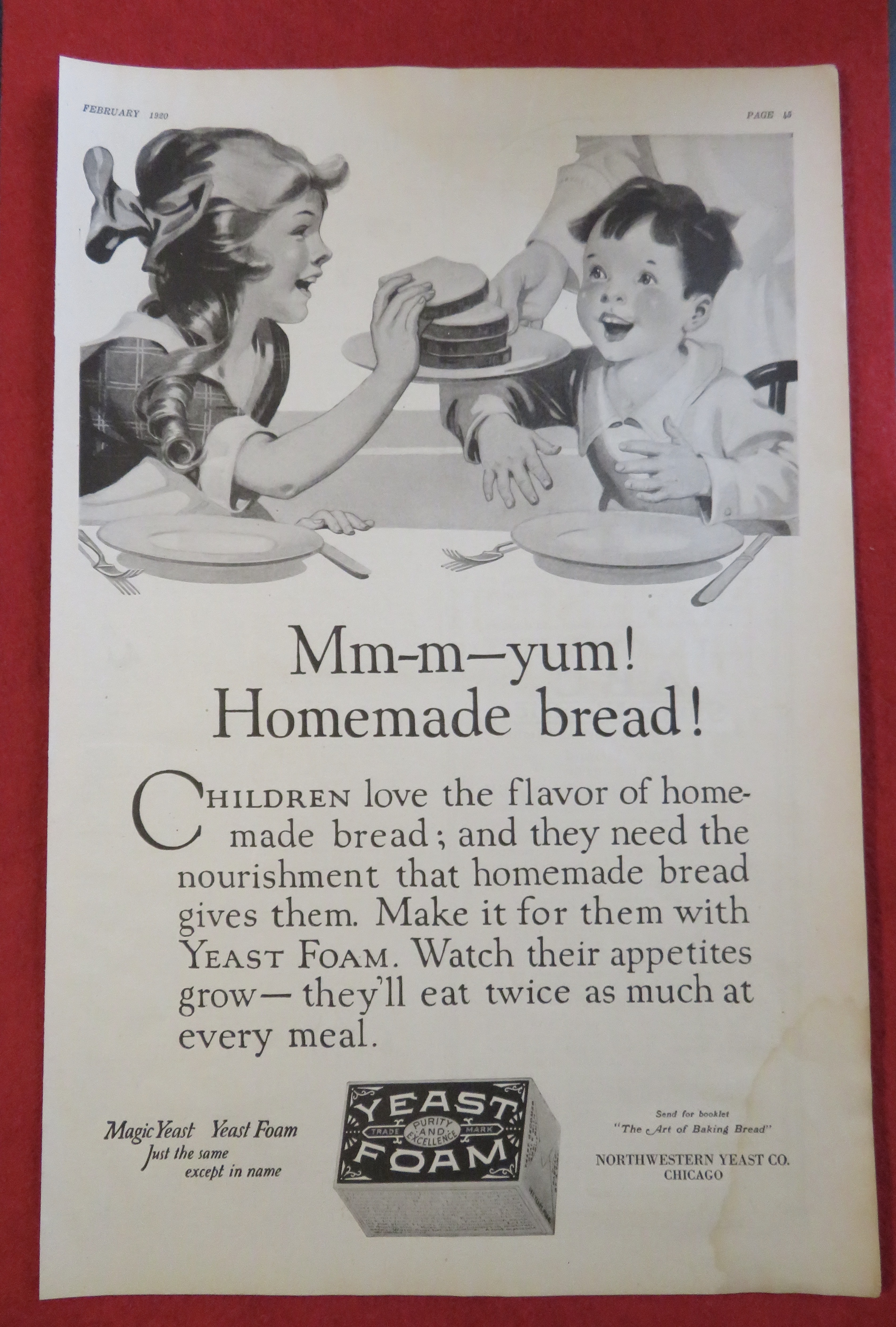 1920 Yeast Foam with Children Enjoying Bread