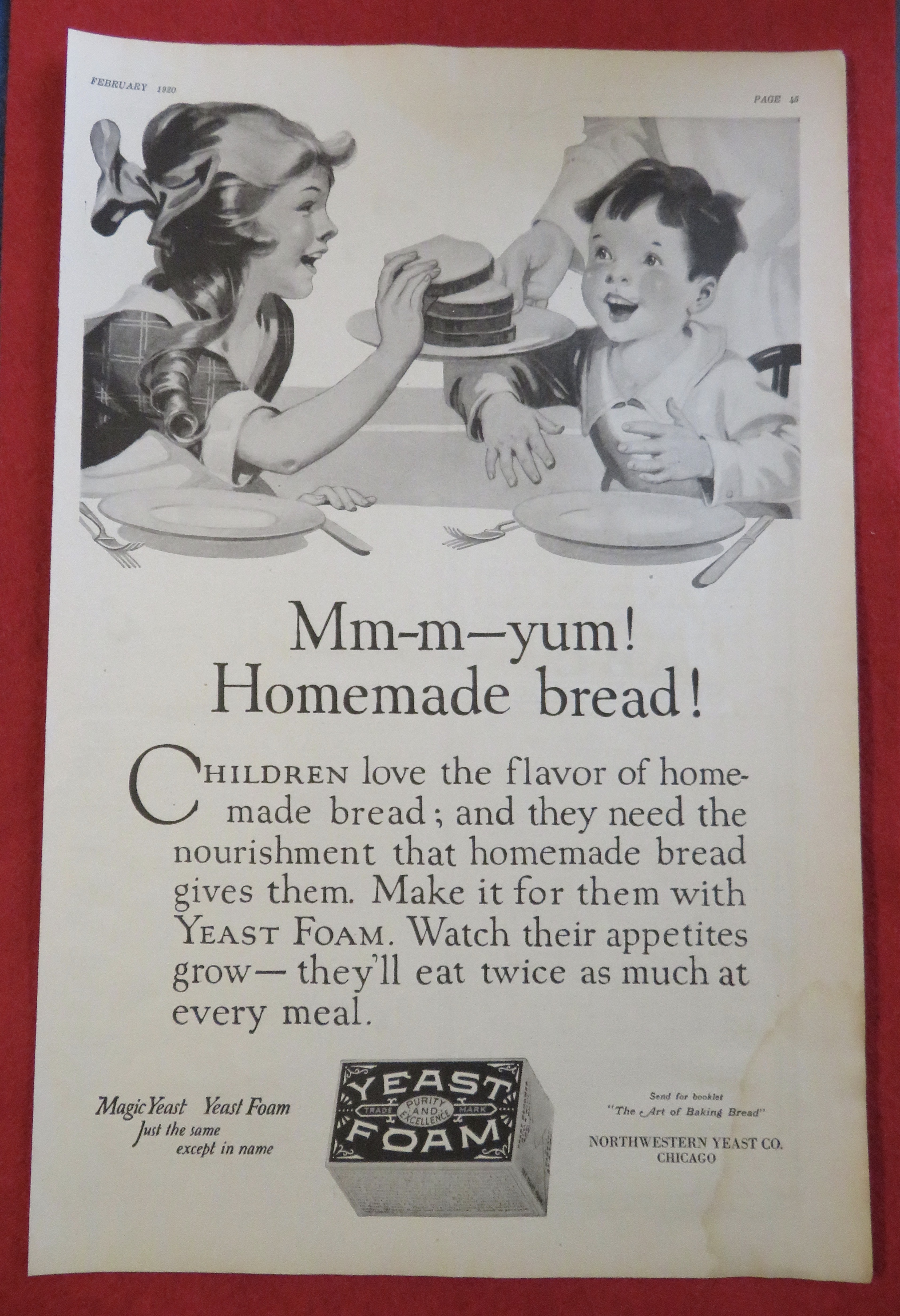 1920 Yeast Foam with Children Enjoying Bread