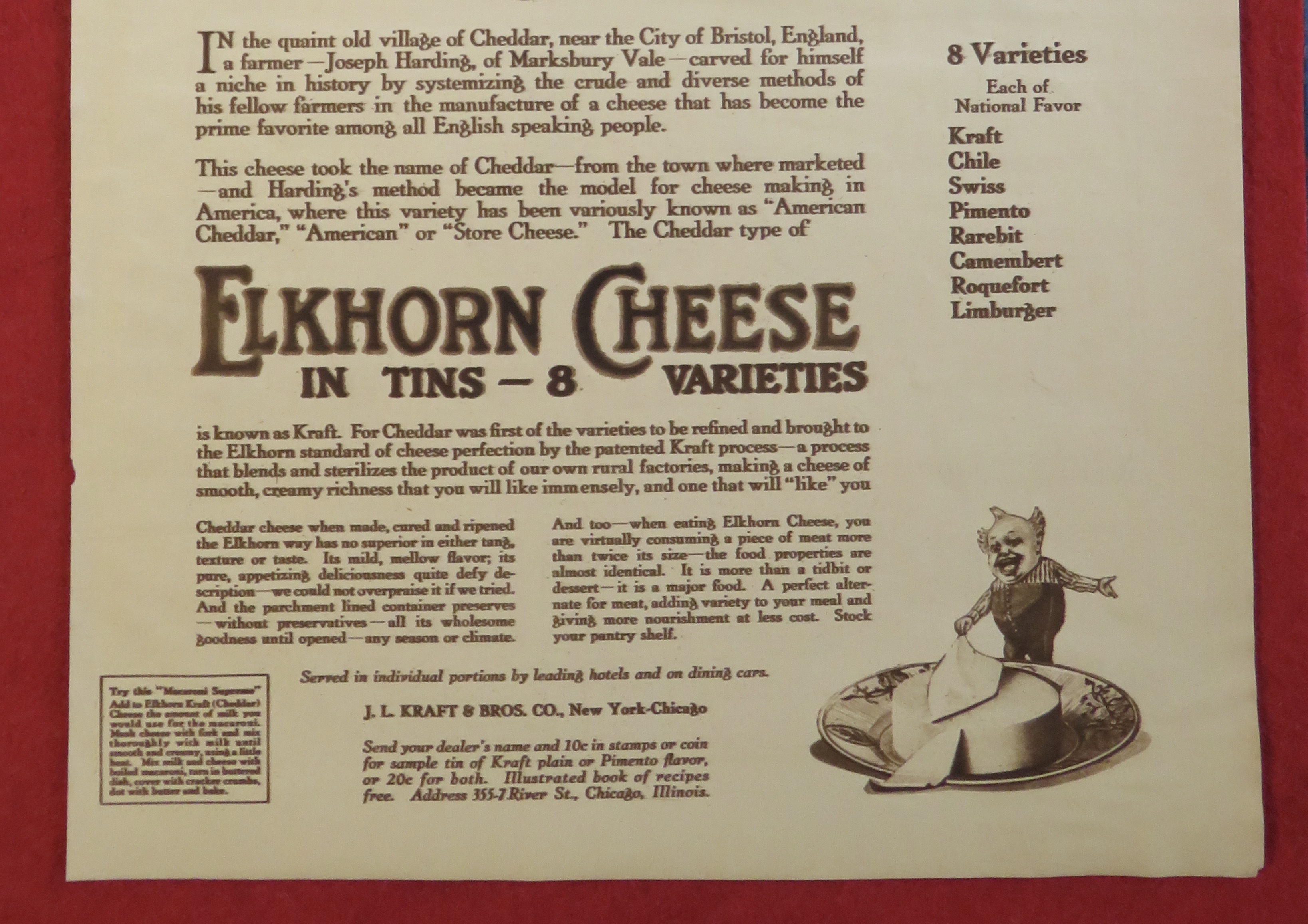 1920 Elkhorn Kraft Cheese with Genius of Mr Harding