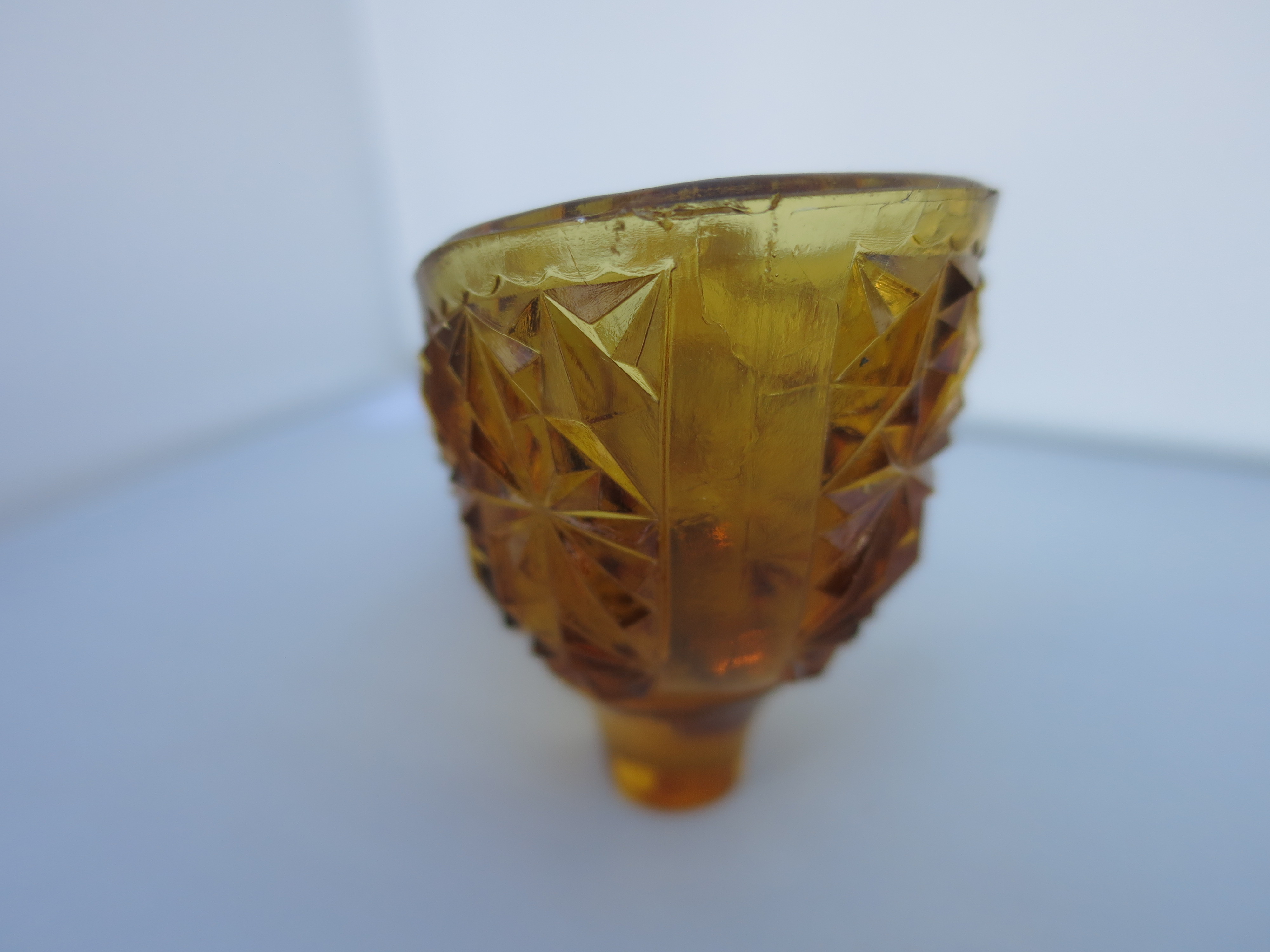 Fenton Art Glass Amber Slipper Shoe DaisyButton and Bow