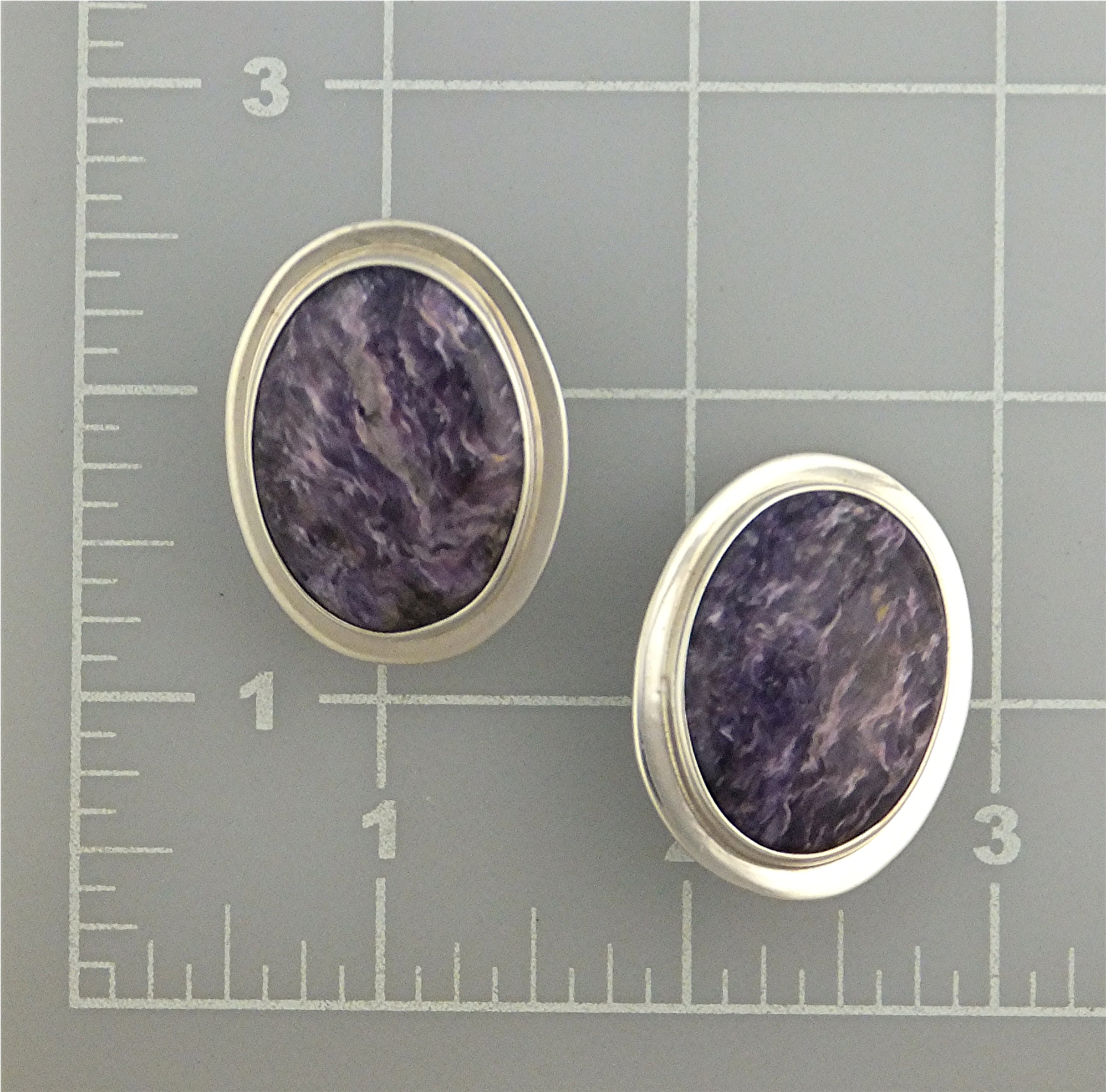 David Troutman Sterling Silver Russian Charoite Clip Ea