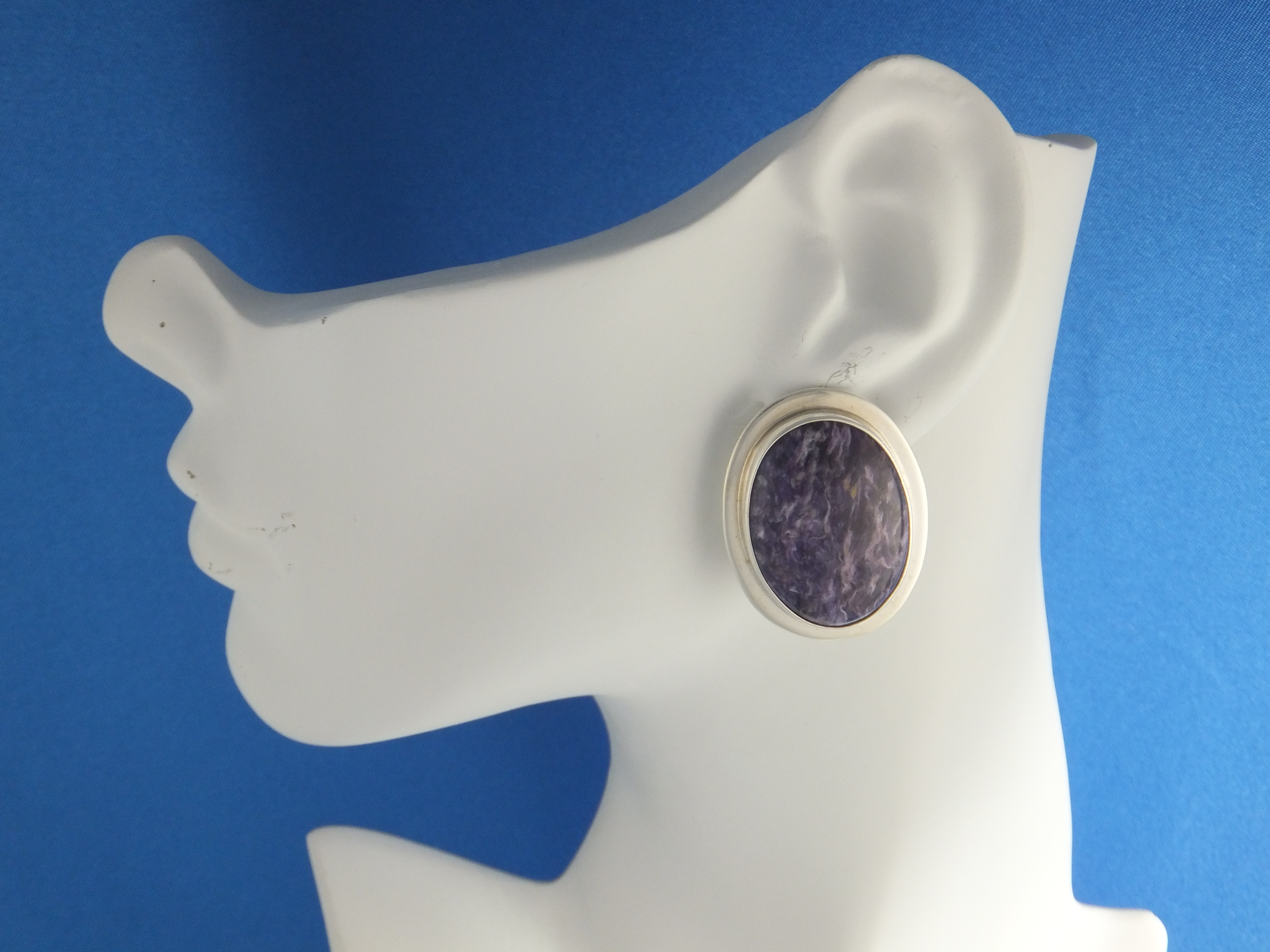 David Troutman Sterling Silver Russian Charoite Clip Ea