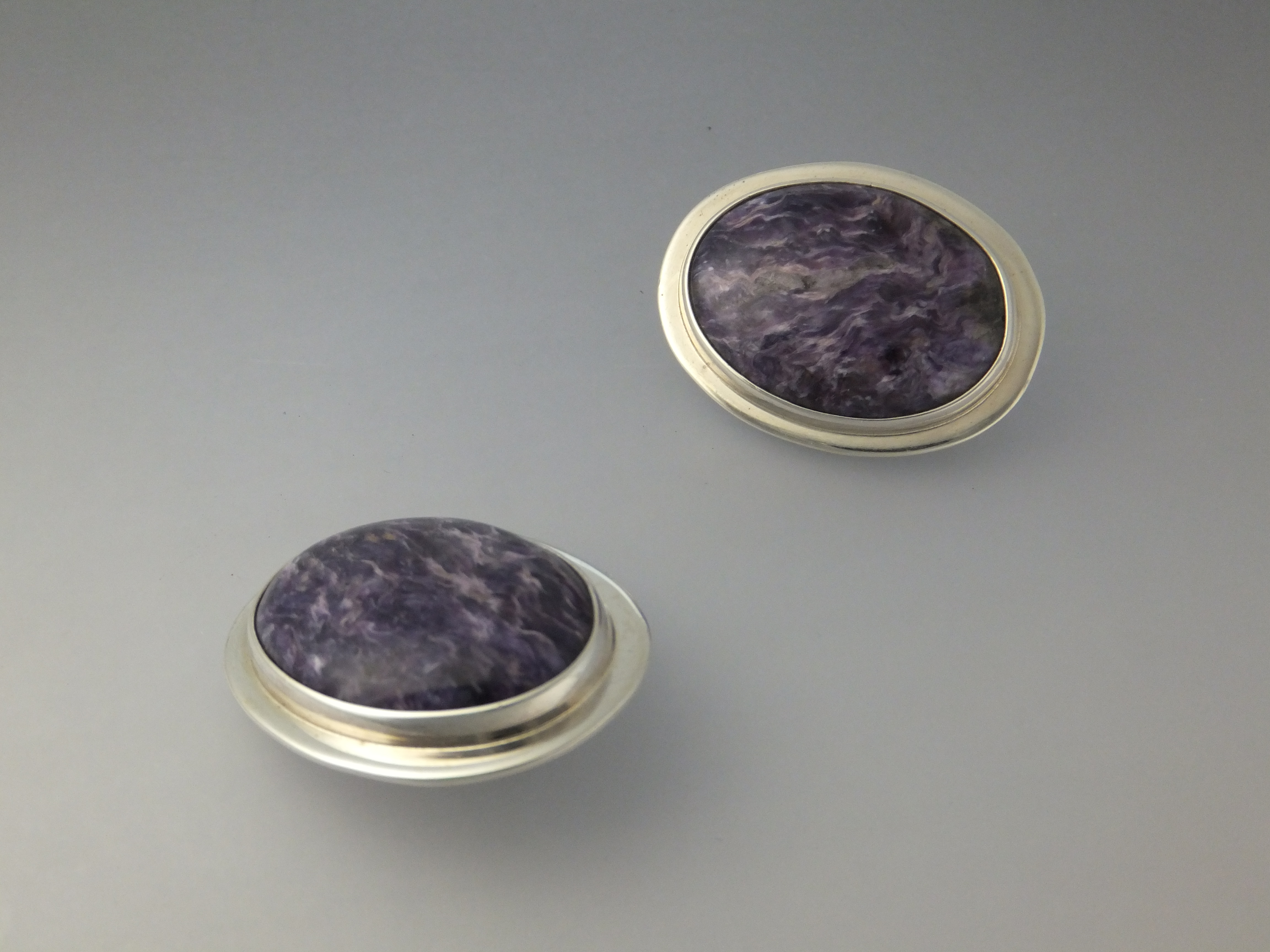 David Troutman Sterling Silver Russian Charoite Clip Ea
