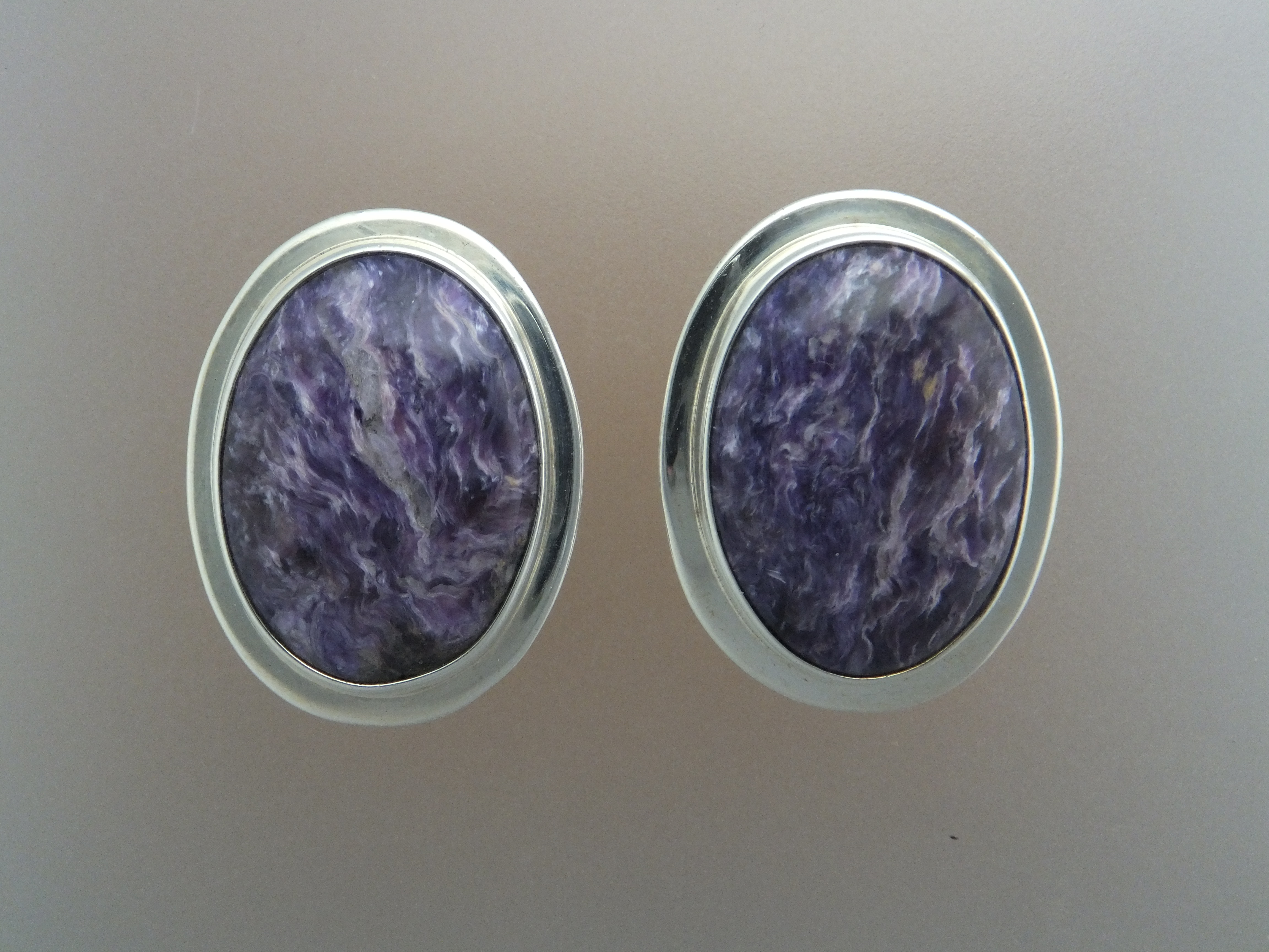 David Troutman Sterling Silver Russian Charoite Clip Ea