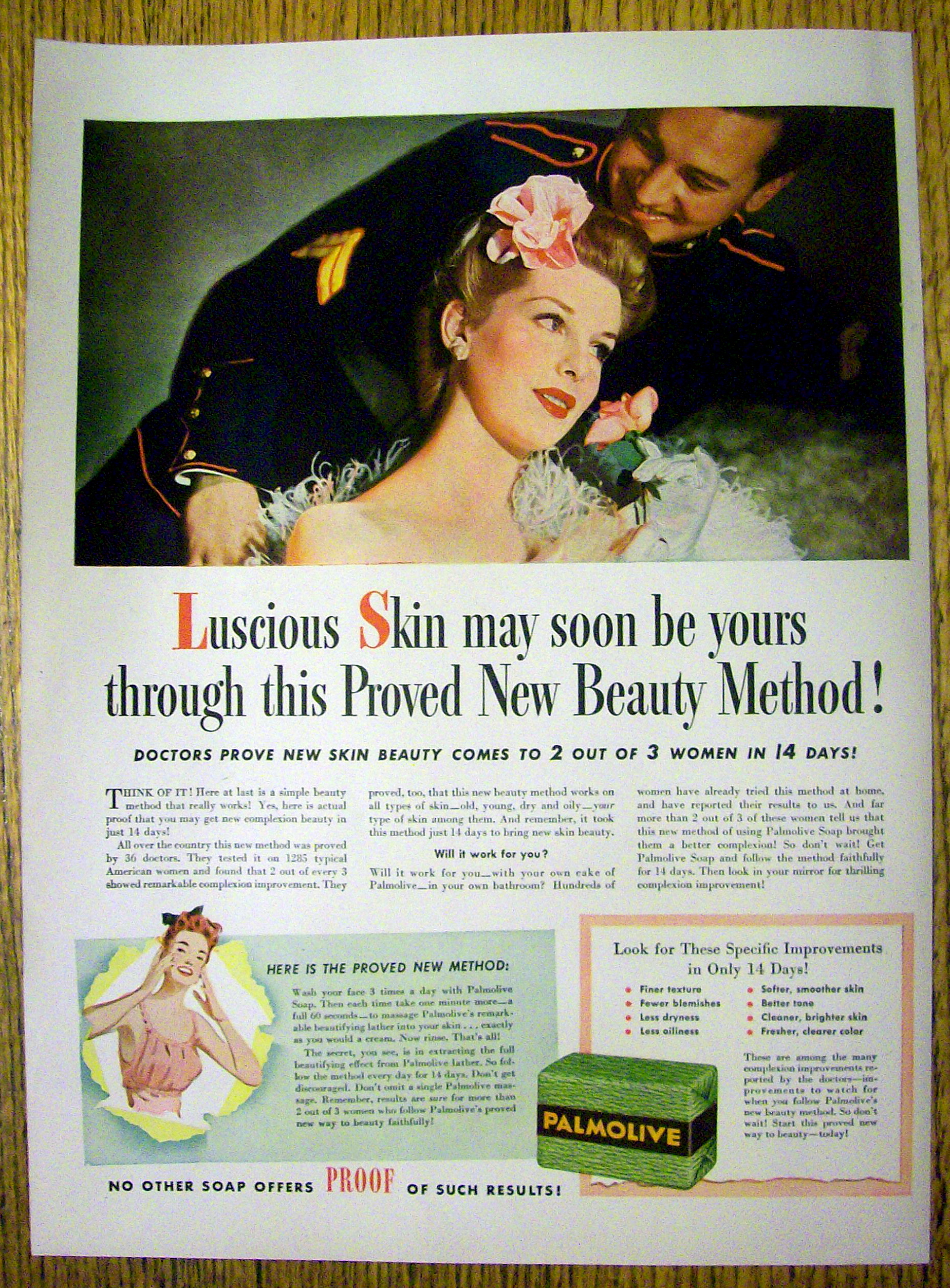 1943 Palmolive Soap with Woman & A Soldier