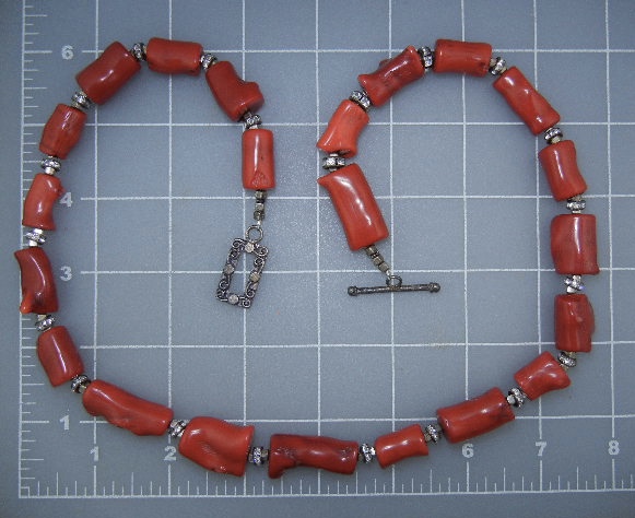Coral Necklace Rhinestone Spacers Designer