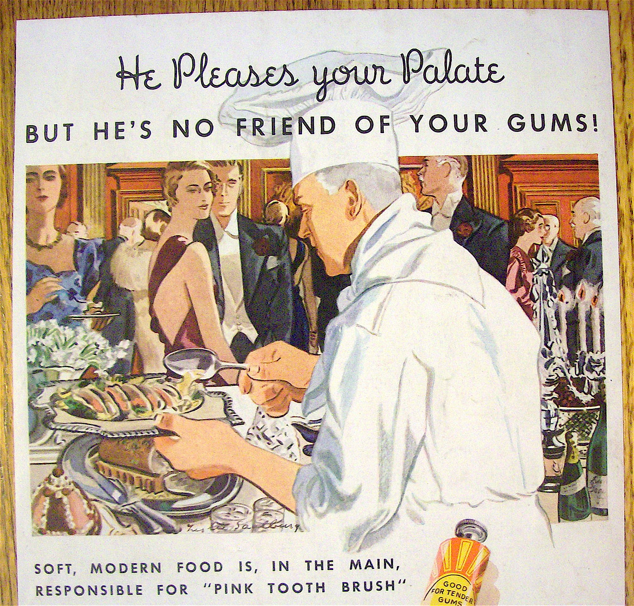 1934 Ipana Toothpaste with Chef Setting Up Buffet