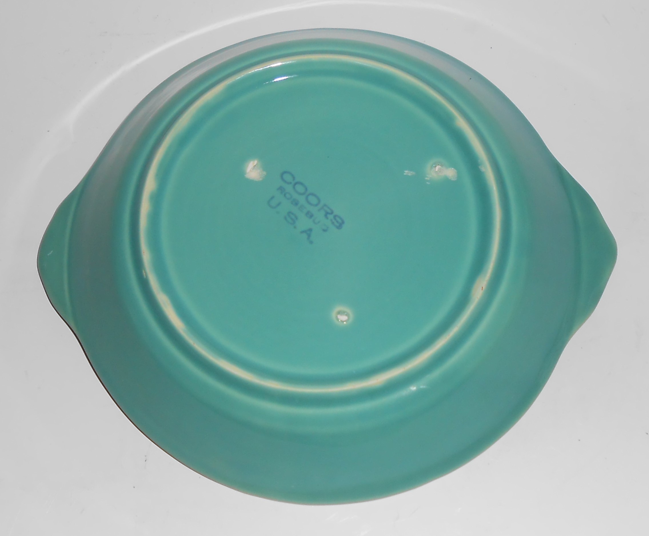 Coors Pottery Rosebud Green Shirred Egg Bowl MINT #2