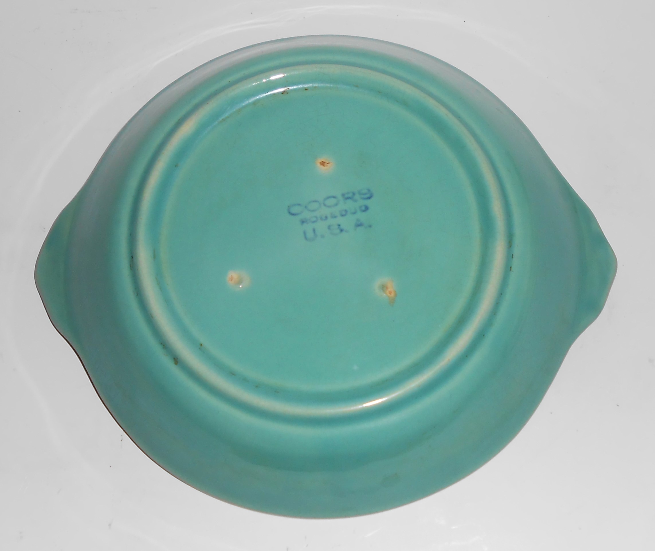 Coors Pottery Rosebud Green Shirred Egg Bowl MINT #3