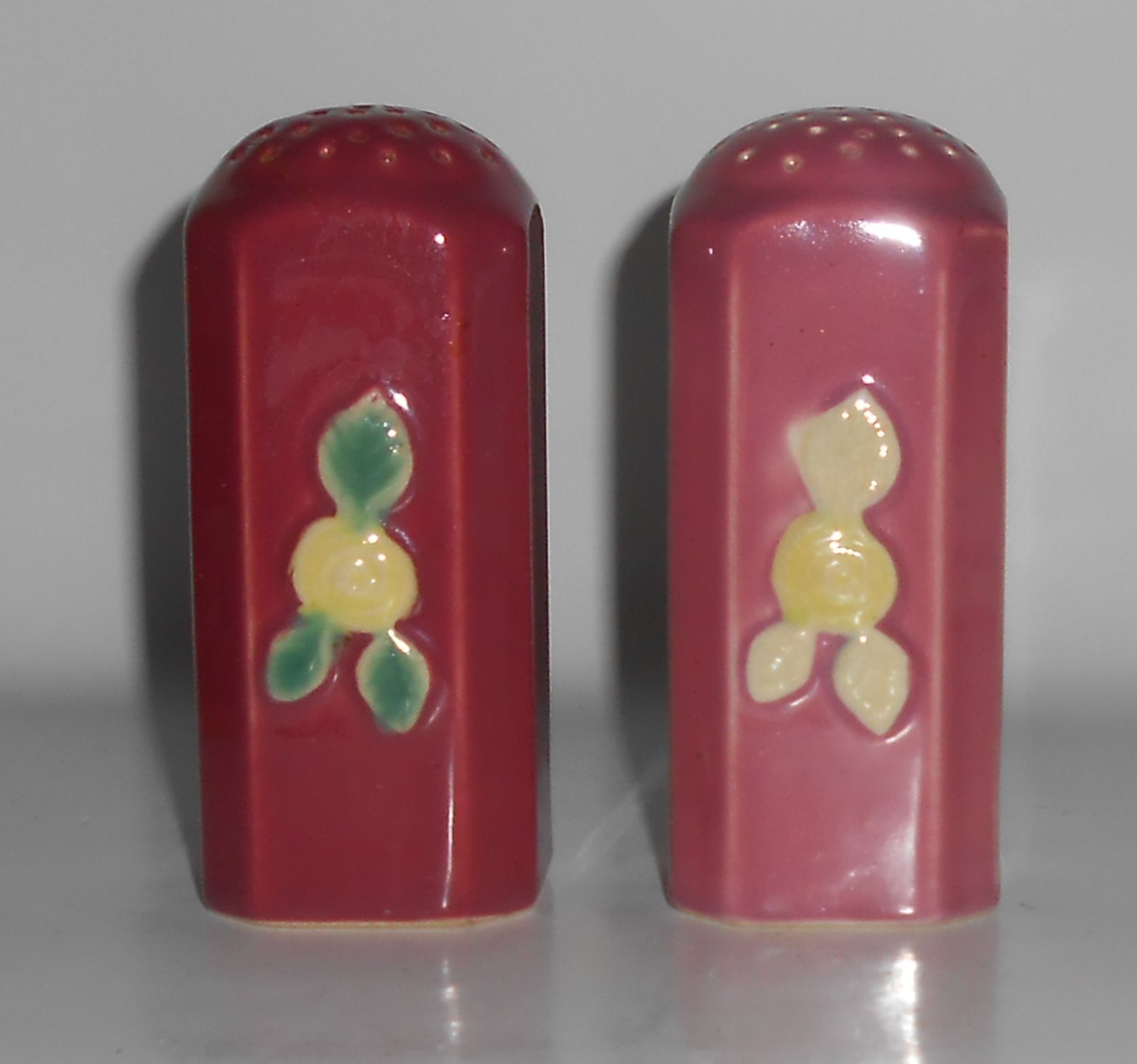 VINTAGE Coors Pottery Rosebud Early Red Straight Salt &