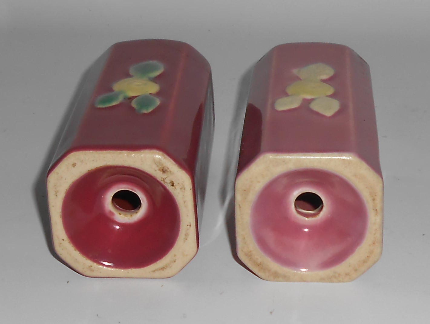 VINTAGE Coors Pottery Rosebud Early Red Straight Salt &
