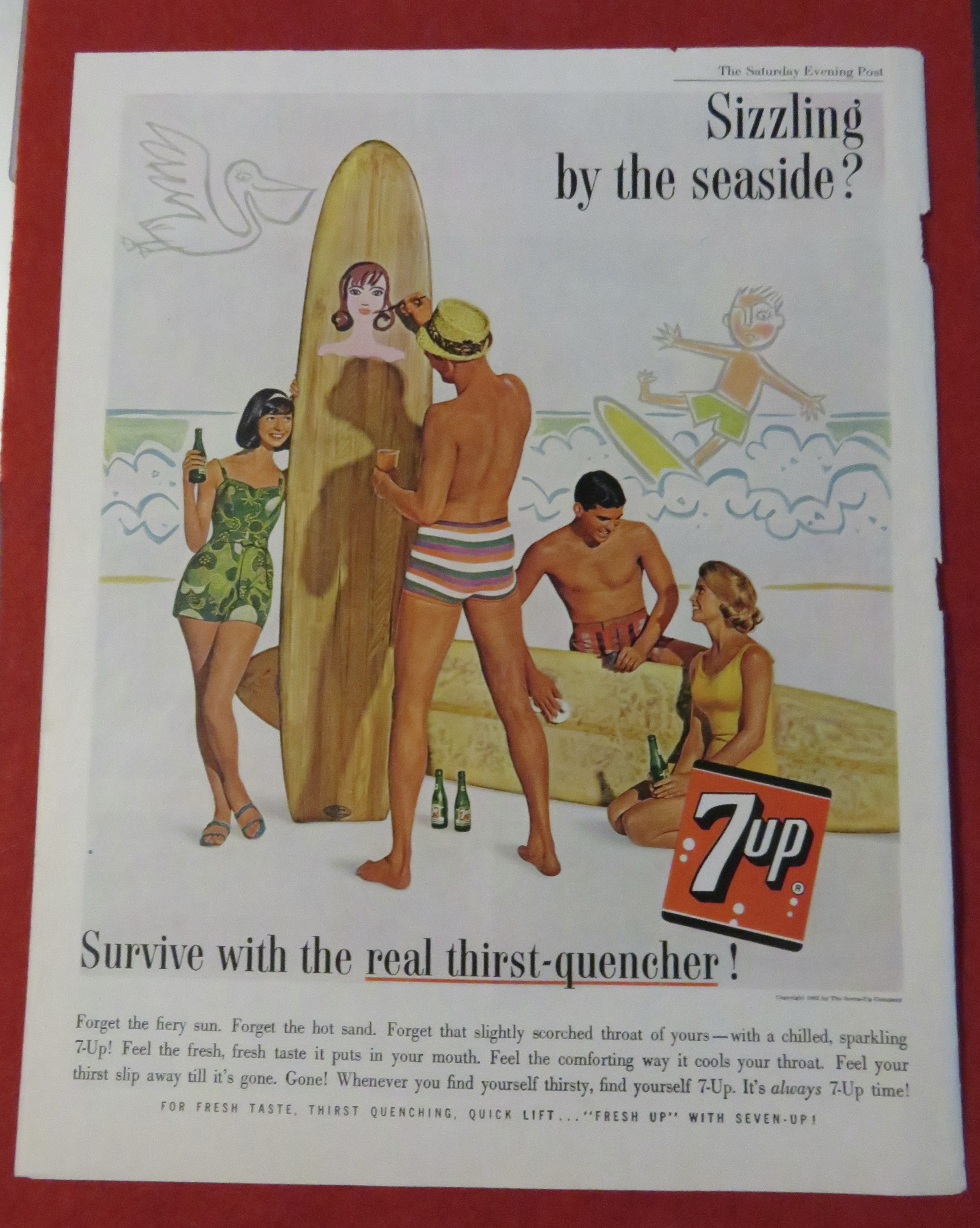 1962 7 Up (Seven Up) w/Man Painting Surfboard