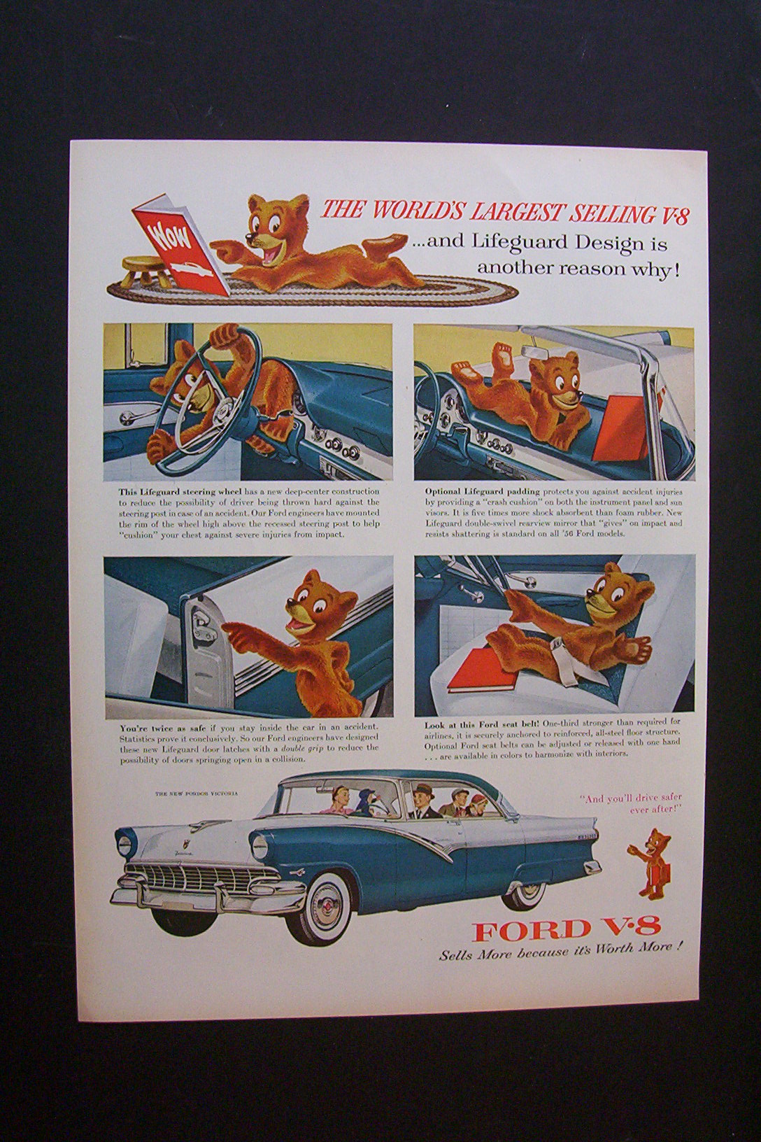 1956 Ford V-8 Automobile with a Bear