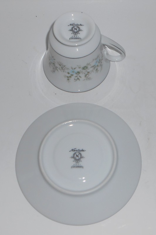 Noritake Porcelain China Savannah 2031 w/Platinum Cup & Saucer Set