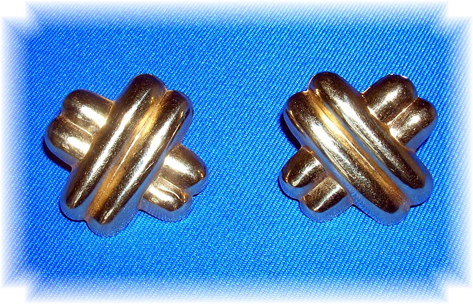 Earrings 14K Yellow Gold French Back   Cross Design.