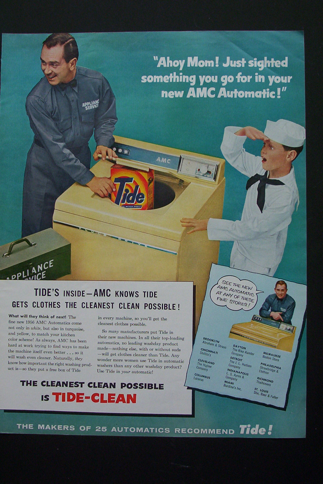 1956 AMC Automatic Washer with Boy Dressed as Sailor
